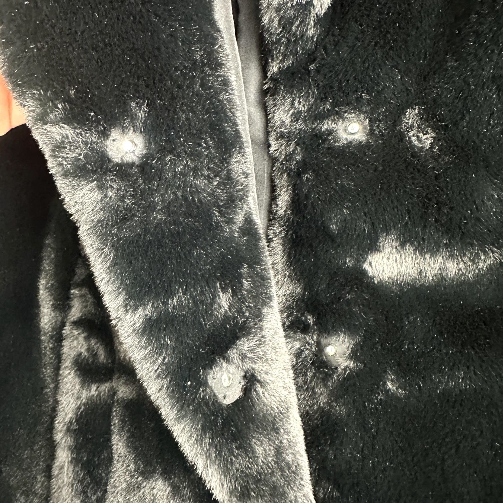 Vintage TWRHLL by Christie Brinkley Faux Fur Coat Womens Small Black Short Plush Jacket Size 28" / US 6 / IT 42 - 3 Thumbnail