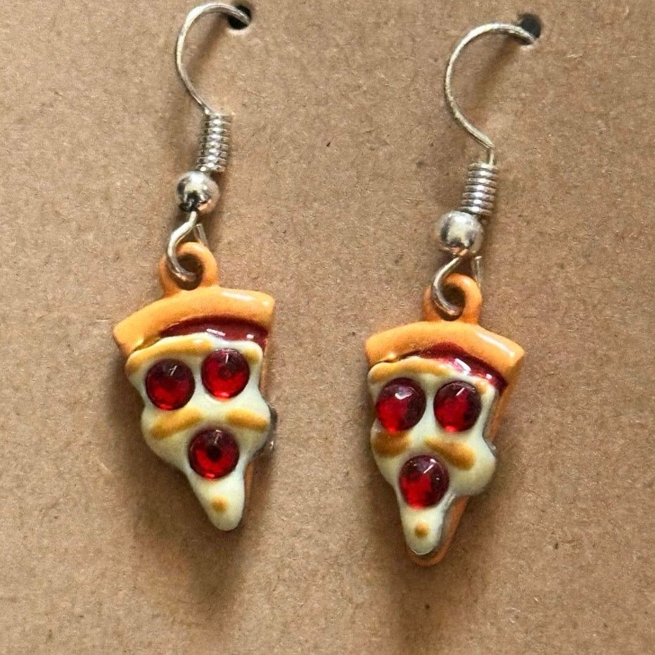 Other pizza rhinestone dangly earrings Size ONE SIZE - 2 Thumbnail