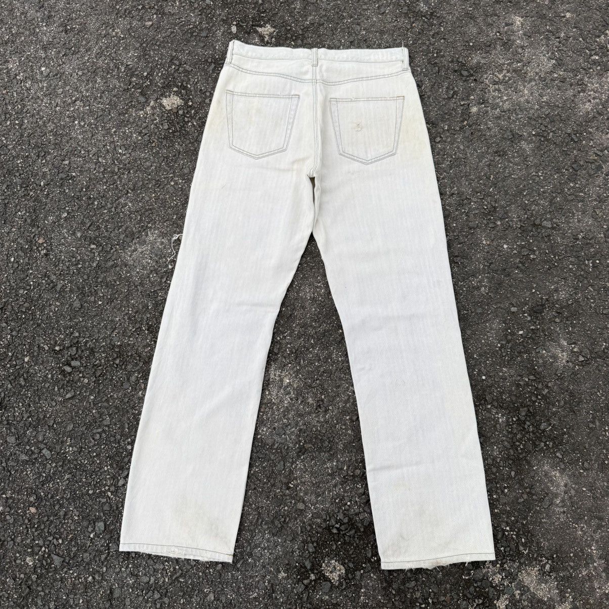 Japanese Brand VINTAGE POWER TO THE PEOPLE WHITE DENIM JEANS Size US 33 - 10 Thumbnail
