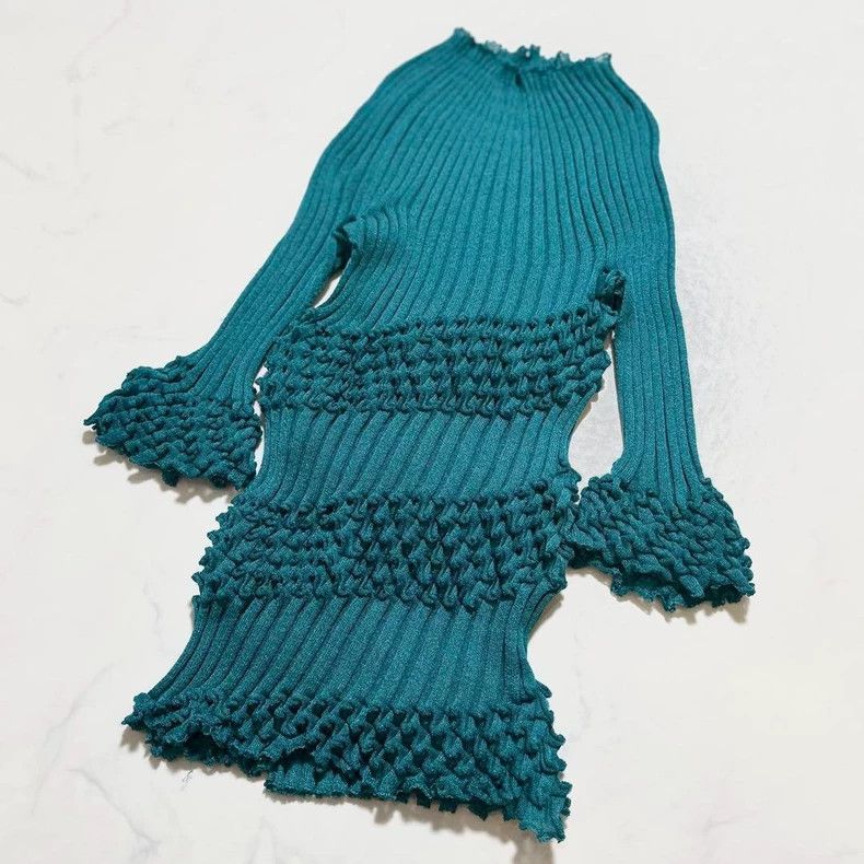 Issey Miyake Issey Miyake size:3 Ribbed stretch knitted pleated ruffled Size XS / US 0-2 / IT 36-38 - 2 Thumbnail