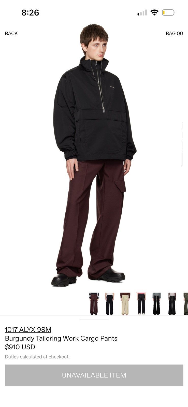 1017 ALYX 9SM Alyx “Burgundy Tailoring Work Cargo Pants” Size US 31 - 4 Thumbnail