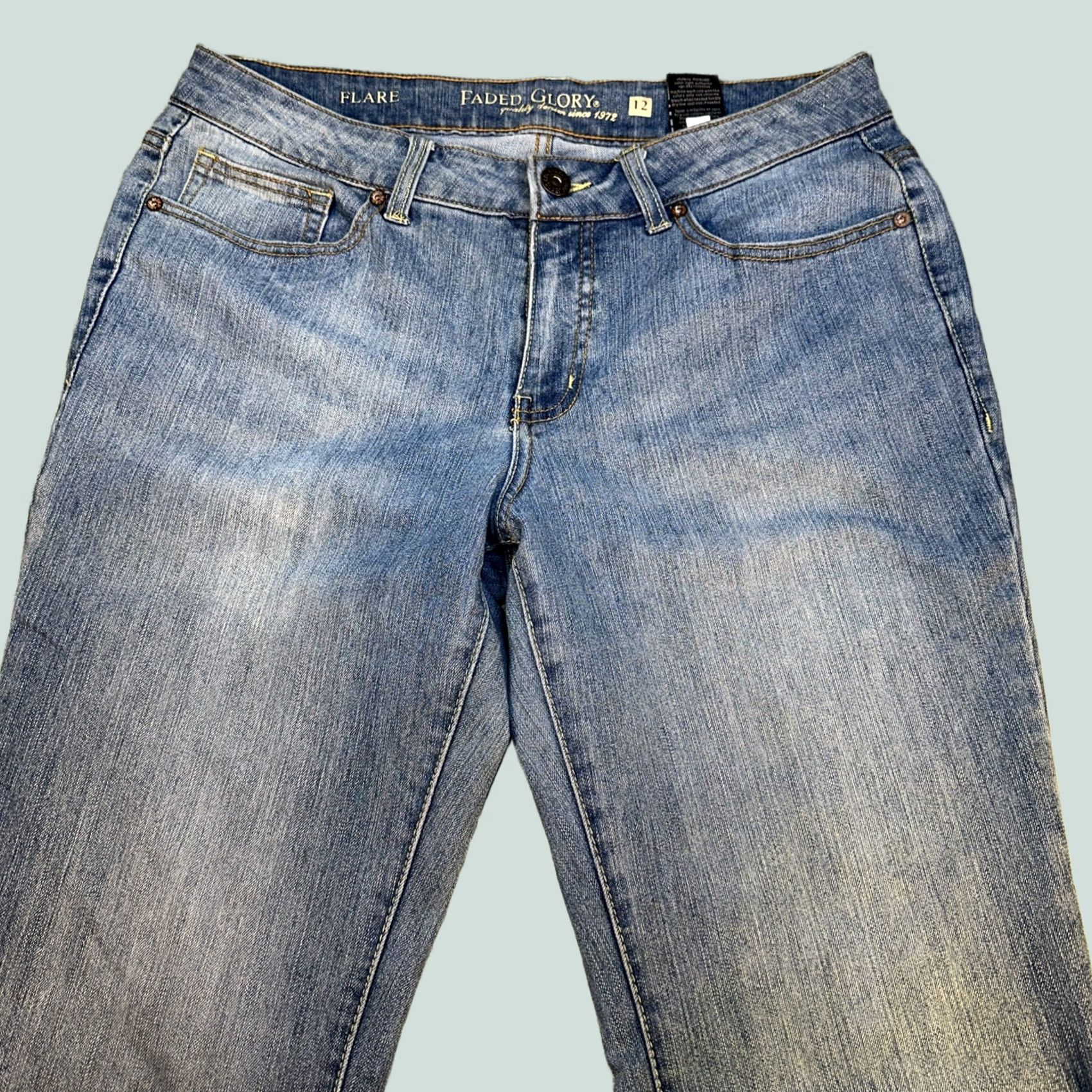 Faded Glory Faded Glory Women’s Flare Jeans Size 12 Light Wash Stretch Denim Y2K Style Jeans Womens Flare Light Wash Denim 12 Blue Size 34" / US 12 / IT 48 - 1 Thumbnail