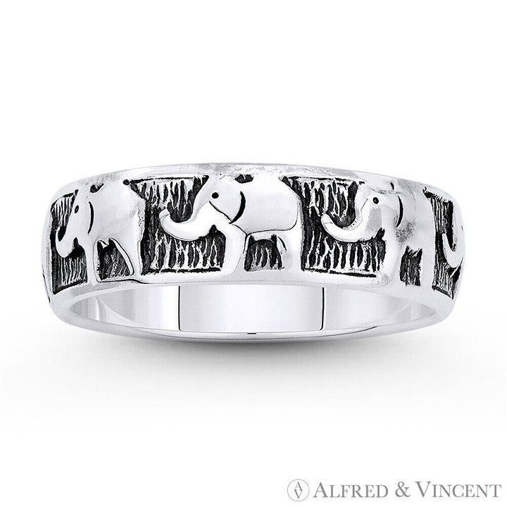 Other Elephant Herd Animal Eternity Band in .925 Sterling Silver Size ONE SIZE - 1 Preview
