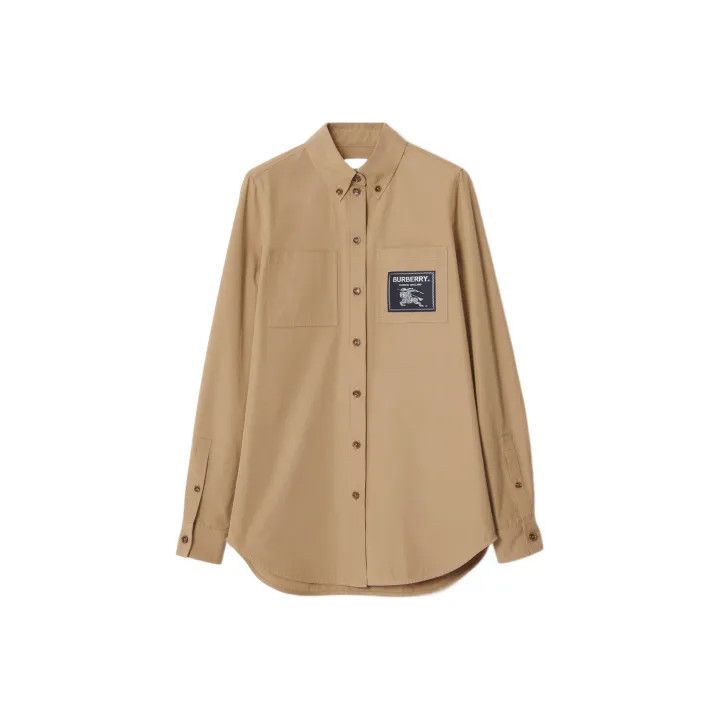 Burberry Burberry Logo Patch Button-Up Long Sleeve Shirt 0079 Size M / US 6-8 / IT 42-44 - 1 Thumbnail