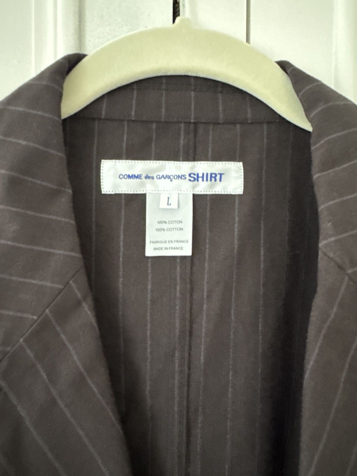 Comme des Garcons × Comme des Garcons SHIRT Comme Des Garçon Shirt CottonBlazer NWT Pin Strip Light Grey Size 40R - 5 Thumbnail