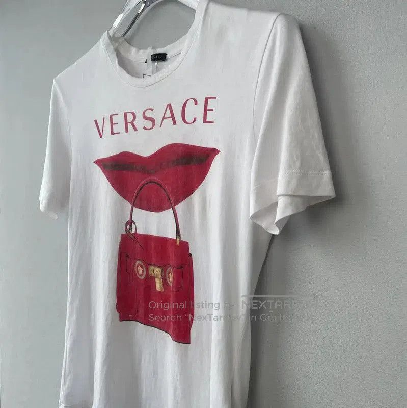 Versace Versace White Cotton Women's T-Shirt with Graphic . Size S / US 4 / IT 40 - 3 Thumbnail