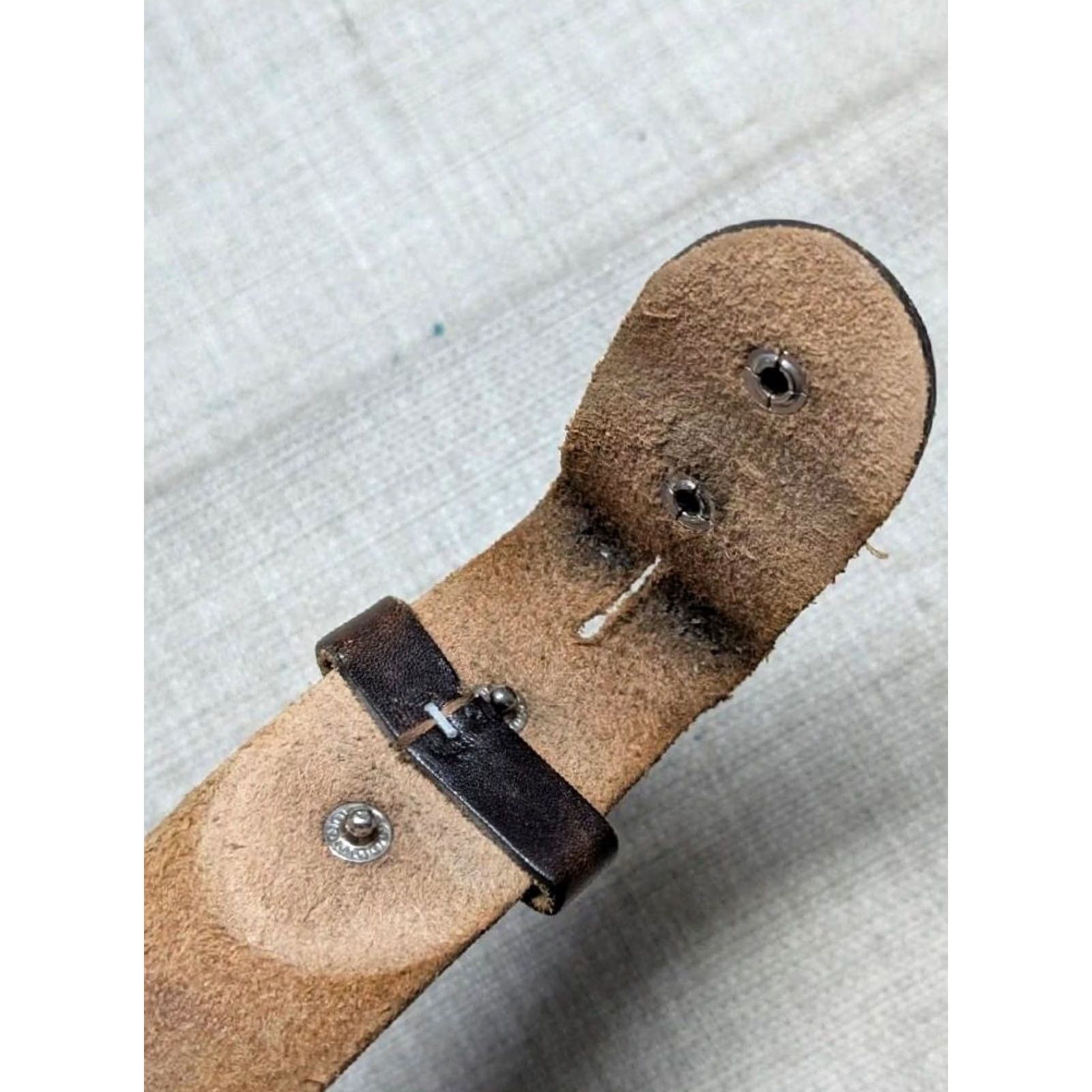 Vintage VINTAGE Handcrafted western belt Tooled cowhide Full Grain Leather 38 1-1/2" brown deer buckle Men Leather Belt USA Made Size 38 - 6 Thumbnail