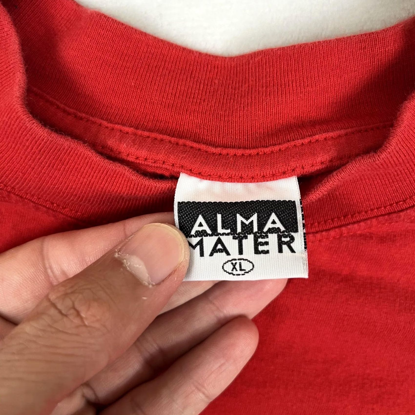 Vintage VINTAGE Alma Mater T-Shirt Paris Bad Girls Of Paris Mens XL Red Graphic Print Crew Neck Short Sleeve 90s Cartoon Size US XL / EU 56 / 4 - 6 Thumbnail