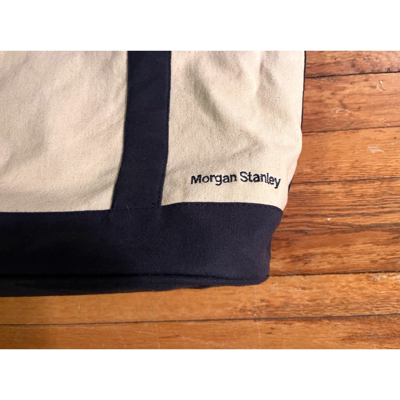 Vintage Scarborough & Tweed Morgan Stanley Canvas Tote Bag Tote Unisex Adults Medium White USA Vintage Size ONE SIZE - 3 Thumbnail