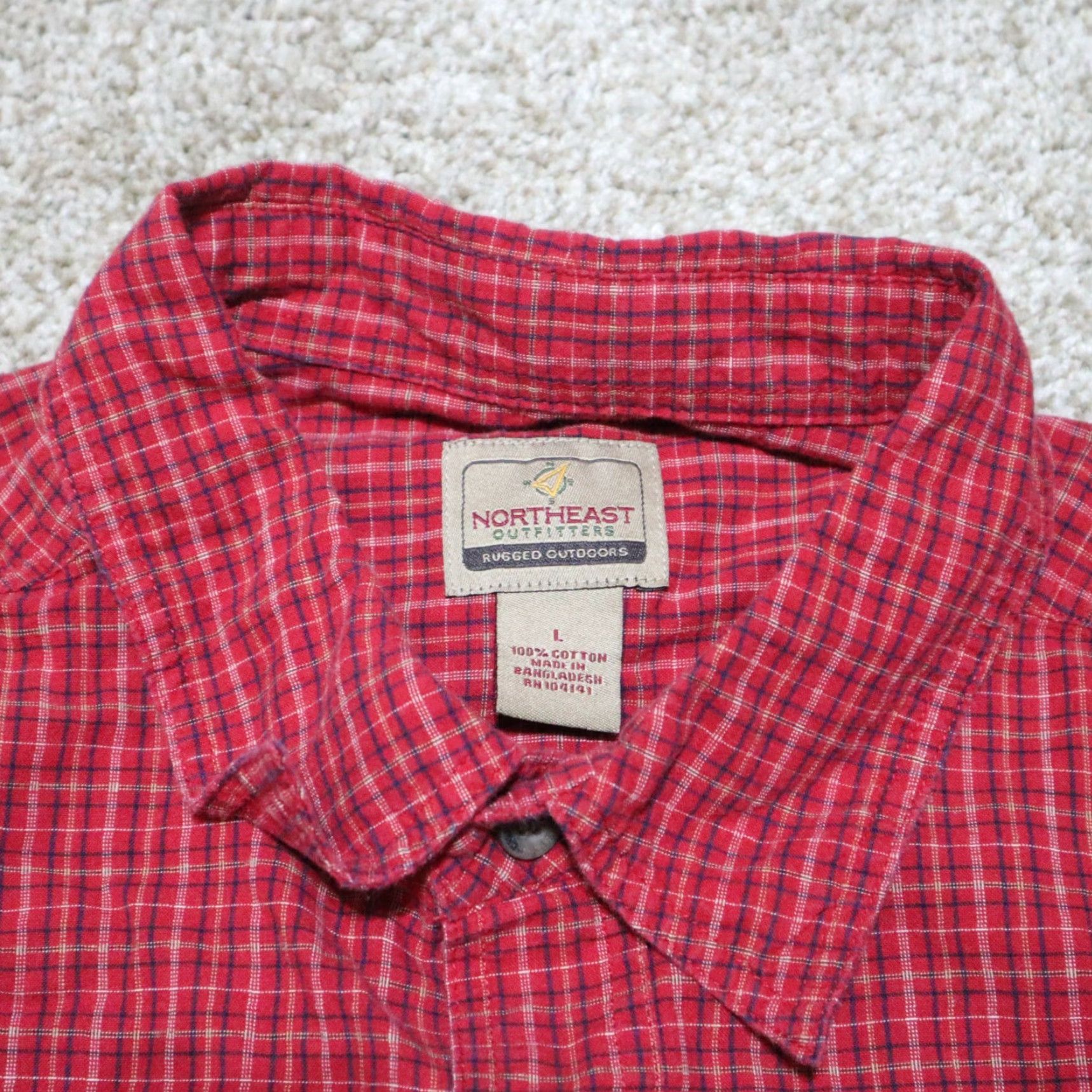 Urban Outfitters VINTAGE Outfitters Red Plaid Cotton Button-Up Shirt Men's Large Short Sleeve Bobby Socks Size US L / EU 52-54 / 3 - 3 Thumbnail