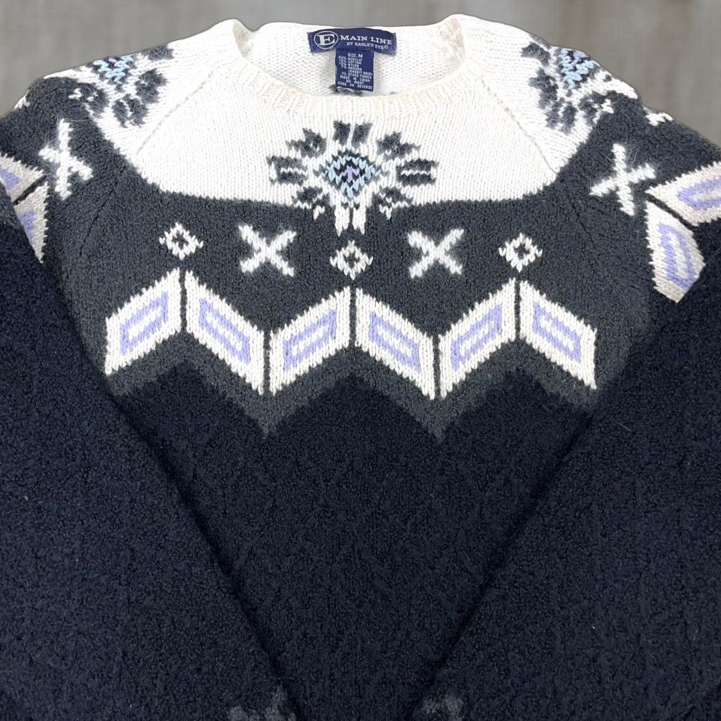 Vintage Eagles Eye Sweater Women Medium Blue Gray Acrylic Knit Crew Neck Casual 90s Art Christmas USA Logo Pullover Regular Fall Spring Summer Winter Womens Size M / US 6-8 / IT 42-44 - 1 Thumbnail