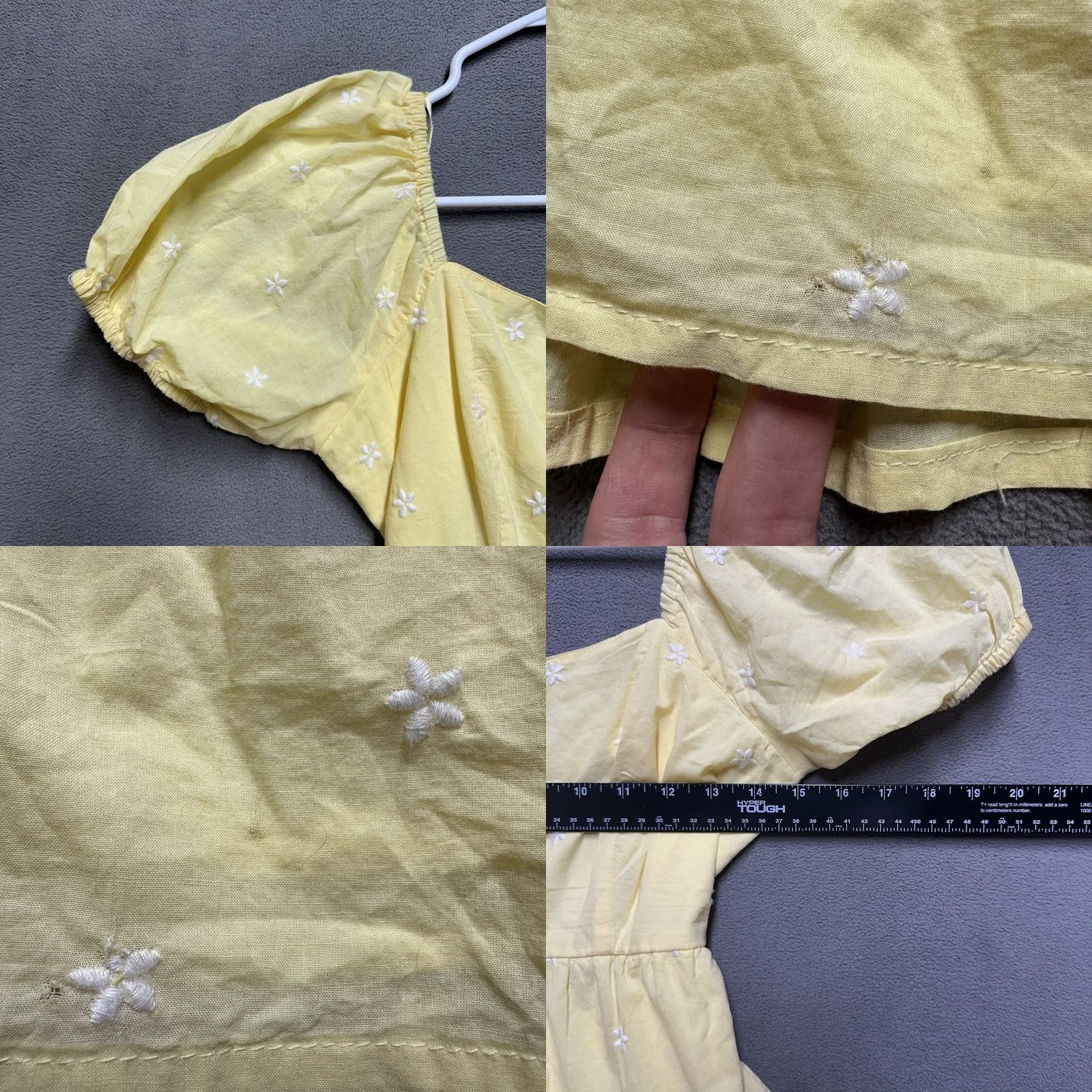 Jessica Simpson Jessica Simpson Mini Dress Womens S Yellow Embroidered Puff Sleeve Casual Scoop Neck Size S / US 4 / IT 40 - 8 Thumbnail