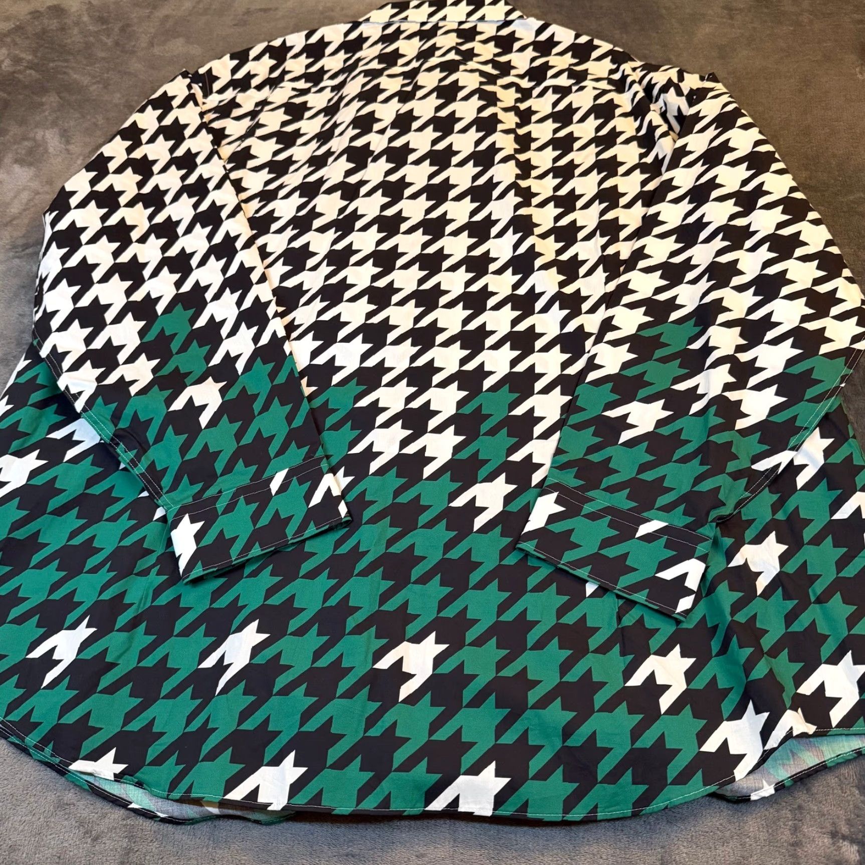 Murano Murano Button-Down Shirt Big 4X Mens Houndstooth Black White Green Geometric Breathing Cotton Button-Up Long Sleeve Collared 4XB NWT Size US XXL / EU 58 / 5 - 4 Thumbnail