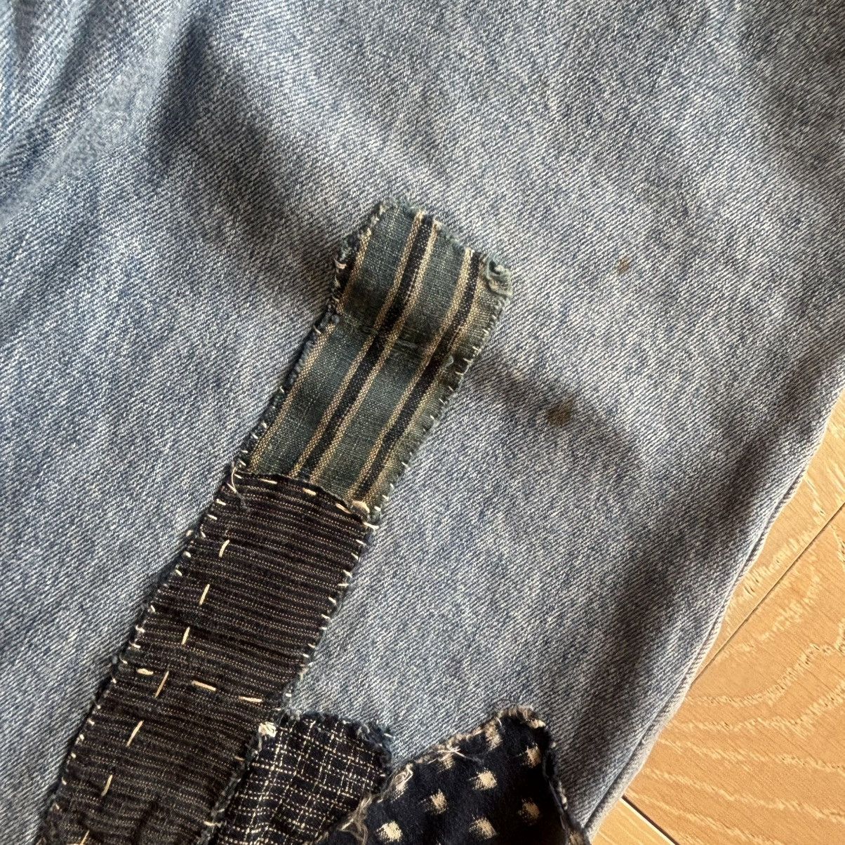 Vintage Custom Sashiko Patchwork Denim Jorts Distress Grunge Y2K Size US 32 / EU 48 - 2 Thumbnail