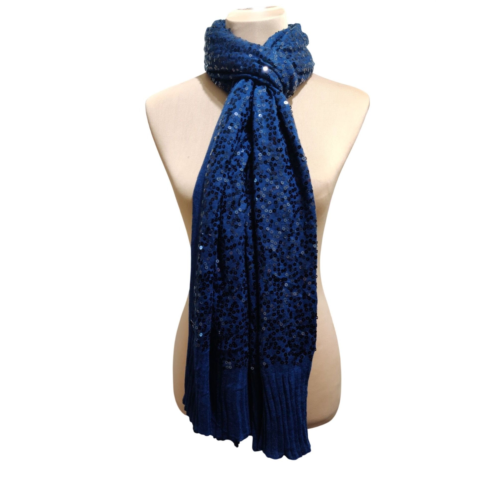 Other IMAN Navy Blue Sequin Knit Shawl Wrap Scarf Sparkle Formal E Size ONE SIZE - 2 Thumbnail