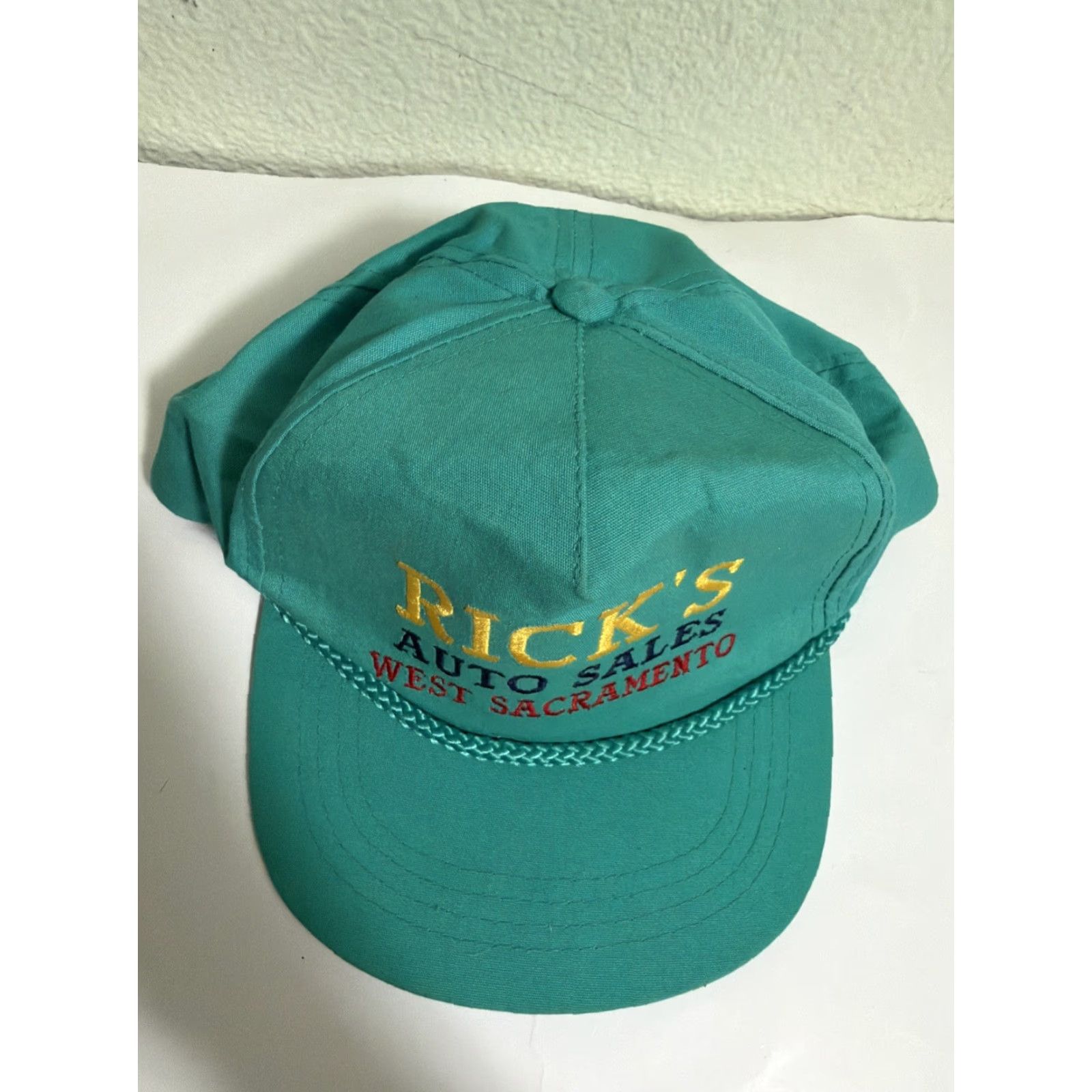 Vintage VINTAGE Yupoong Cotton SnapBack Hat Baseball Cap One Size Teal Blue Men Adjustable Rick’s Auto Sales West Sacramento Size ONE SIZE - 4 Thumbnail