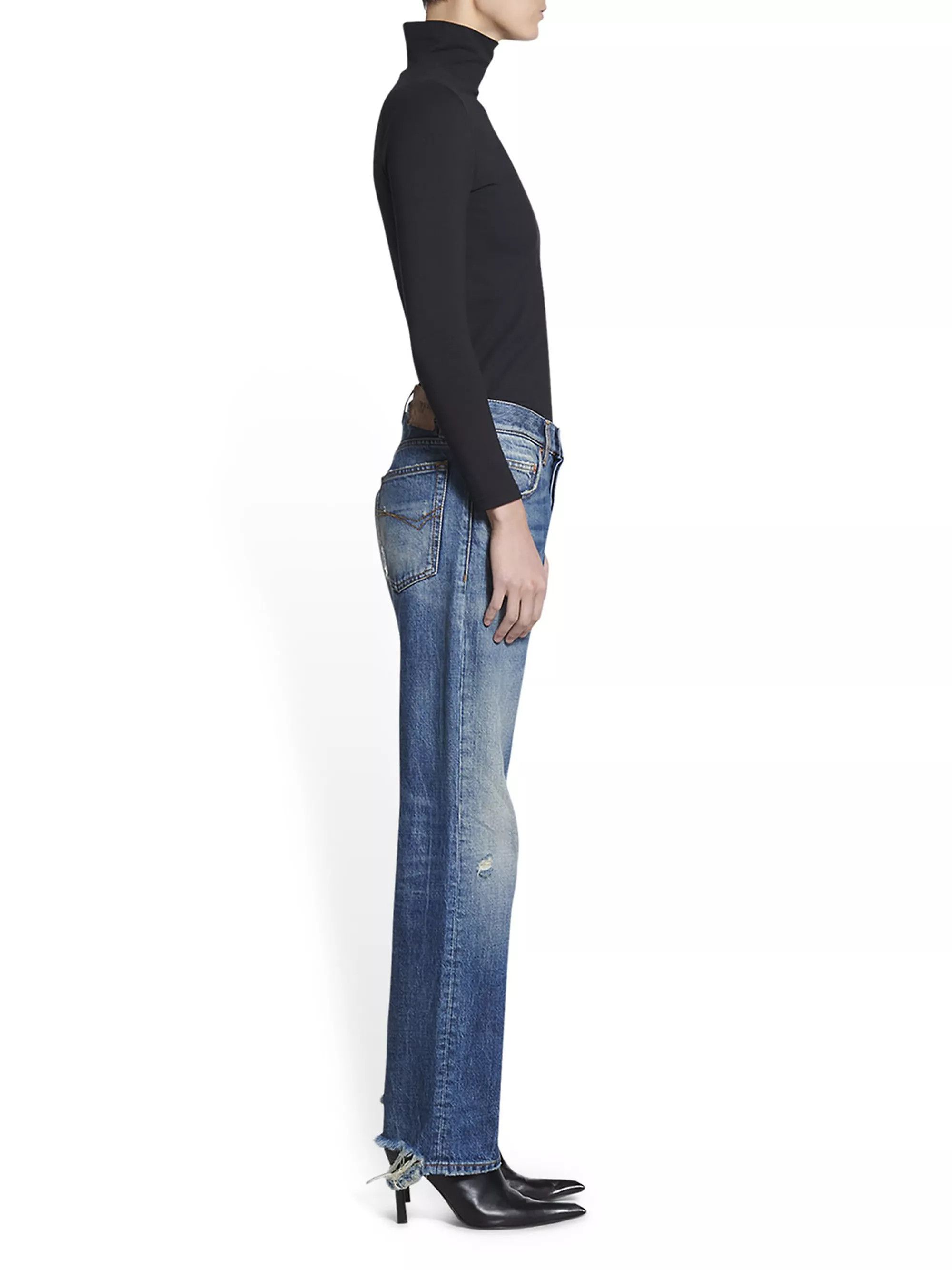 Balenciaga o1mt1gz0325 Slim Fit Jeans Pant in Blue Size 26" / US 2 / IT 38 - 3 Thumbnail