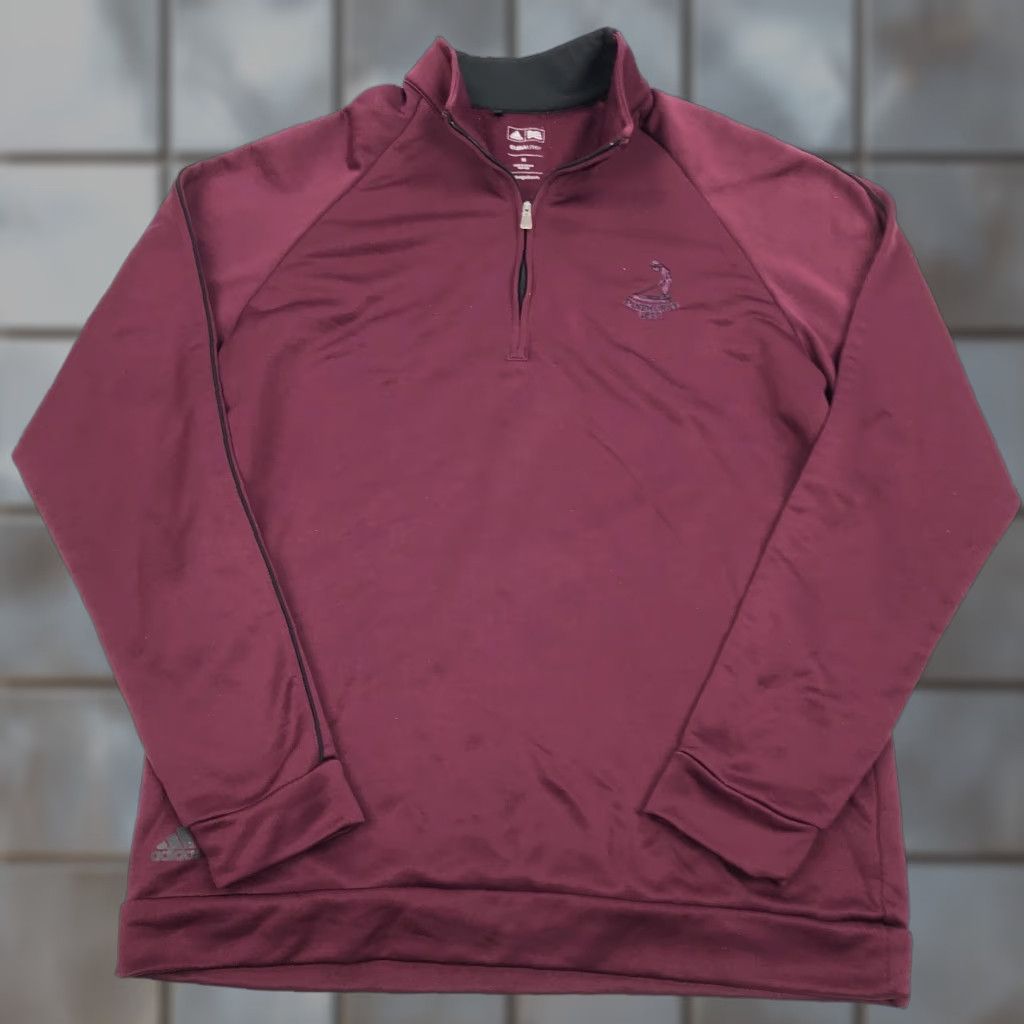 Adidas Adidas M Climalite Quarter Zip Pullover Top Golf Activewear Raglan Long Sleeve Mock Neck Zip Piping Brand Logo Size US M / EU 48-50 / 2 - 1 Thumbnail