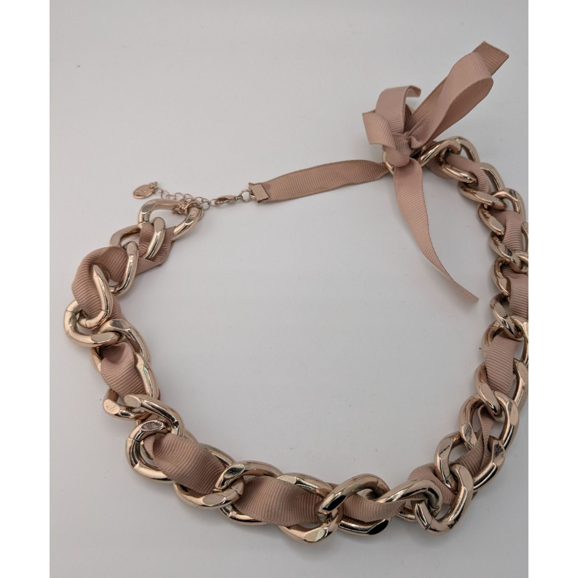 Other Y2K Icing Ribbon & Chain Rose Gold Tone Statement Necklace Size ONE SIZE - 6 Thumbnail