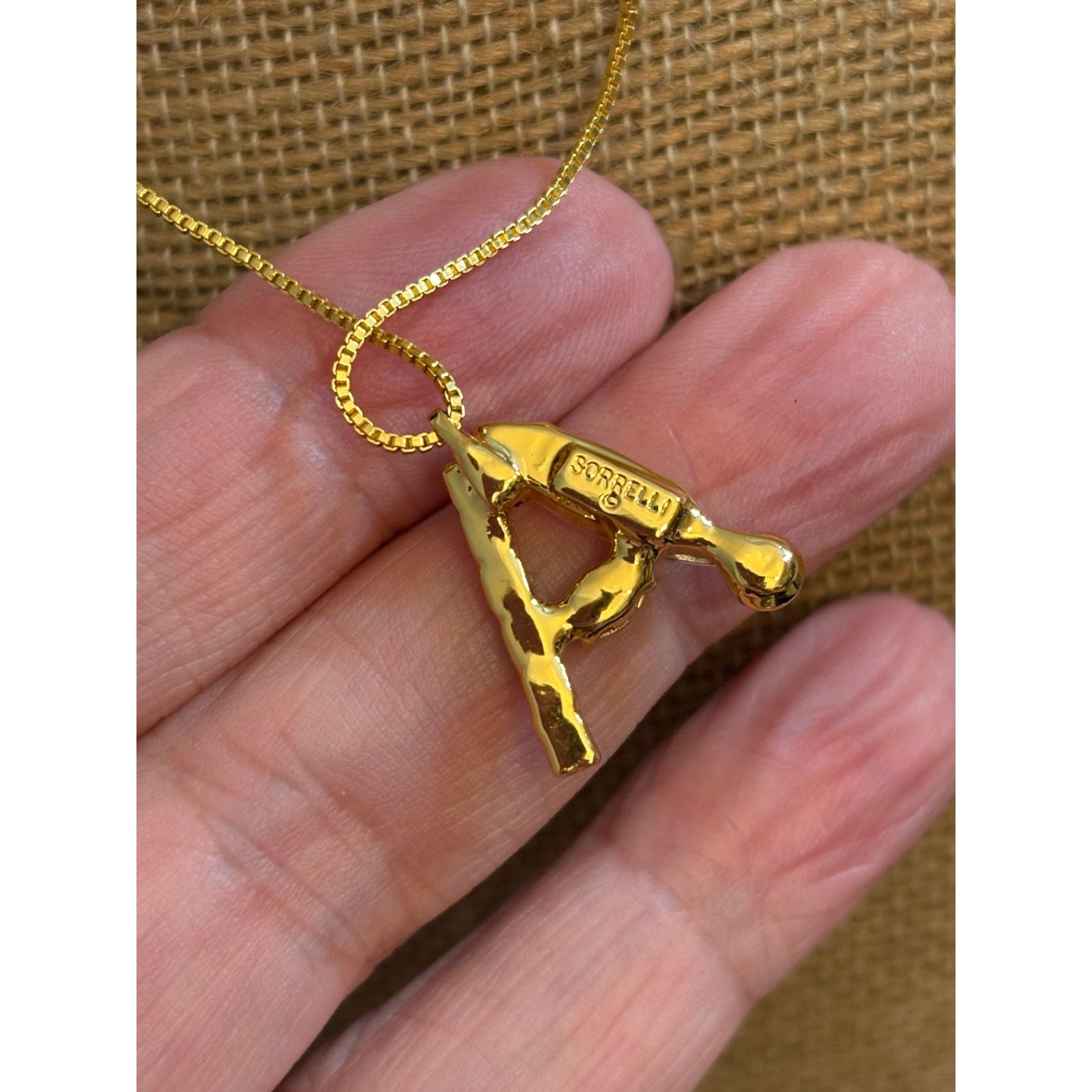 Other Vintage Sorrelli Gold Tone Rhinestone A Initial Necklace 16" Size ONE SIZE - 2 Thumbnail