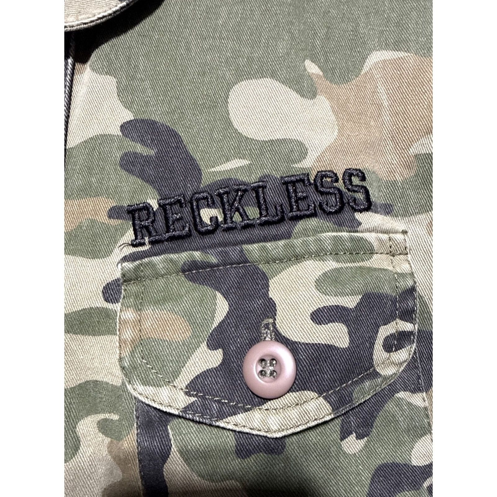 Vintage Young & Reckless Military Jacket Mens M Green Camouflage Full Zip Pockets Canvas Workwear Casual Size US M / EU 48-50 / 2 - 2 Thumbnail