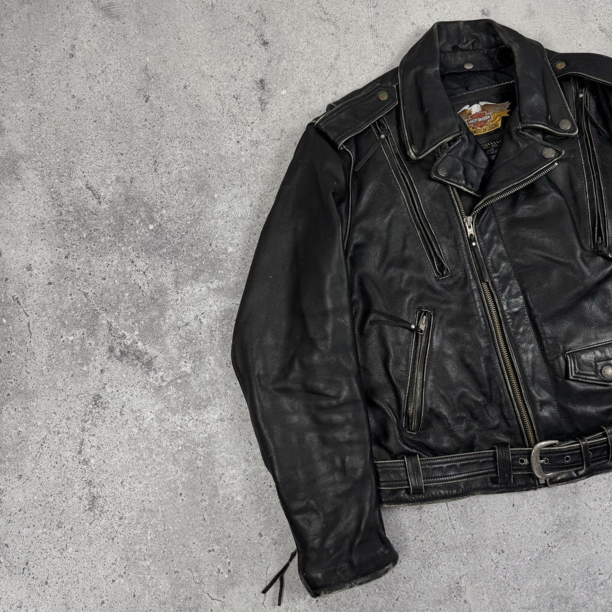 Harley Davidson × Vintage Harley Davidson Vintage Motorcycle Biker Leather Jacket Size US XL / EU 56 / 4 - 2 Thumbnail