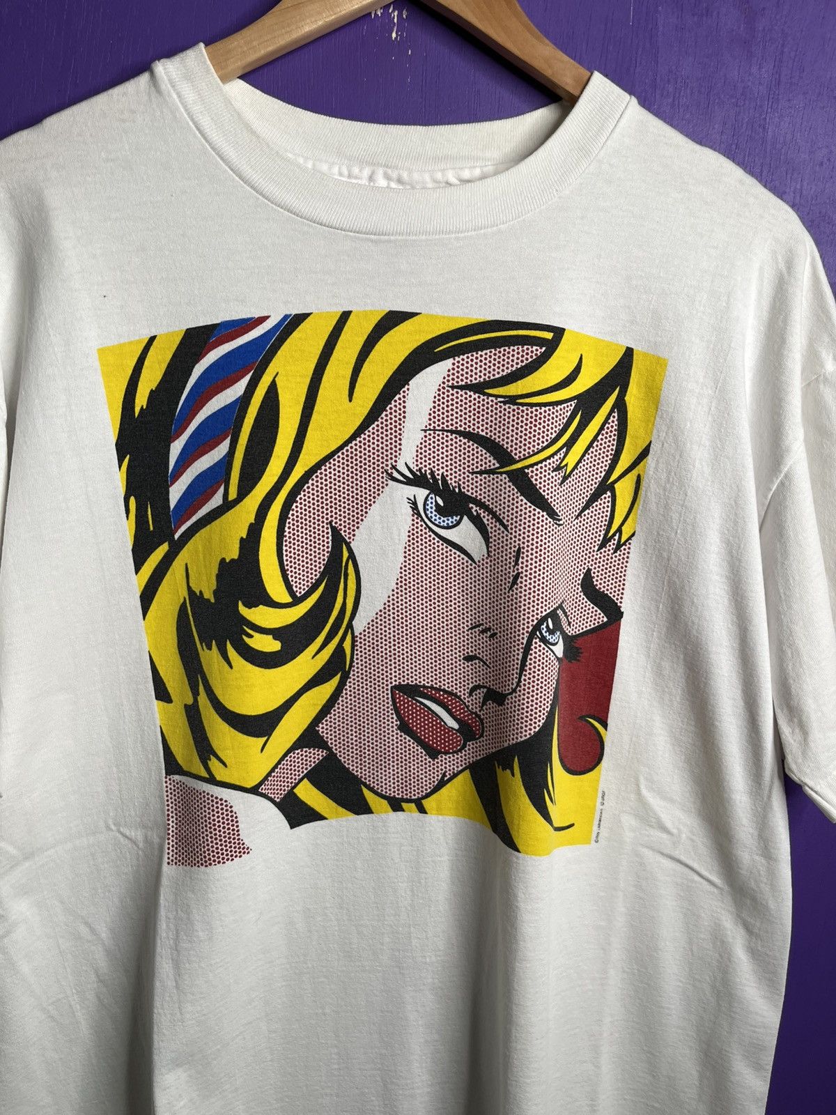 Vintage Vintage 90s Roy Lichtenstein girl with hair ribbon art tee Size US XL / EU 56 / 4 - 3 Thumbnail