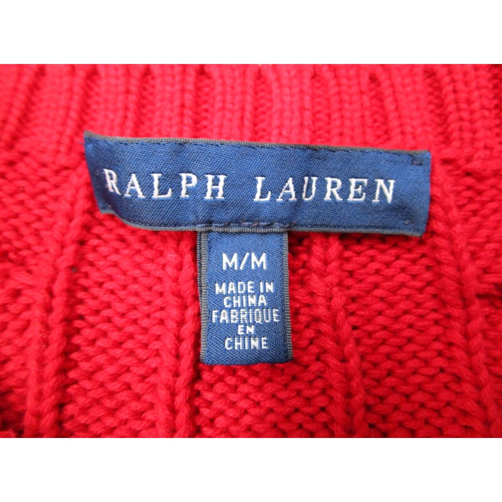 Ralph Lauren RALPH LAUREN BLUE LABEL Women's Medium Red Cable-Knit Sweater Pullover with Gold Pony, Long Sleeve, Crew Neck, Classic Preppy Style Size M / US 6-8 / IT 42-44 - 3 Thumbnail