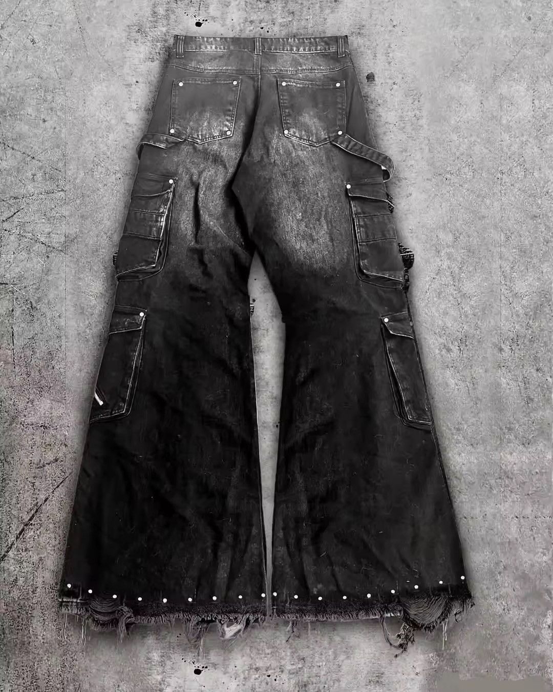 Jean Outdoor grunge ripped damaged flared cargo jeans Size US 32 / EU 48 - 2 Thumbnail