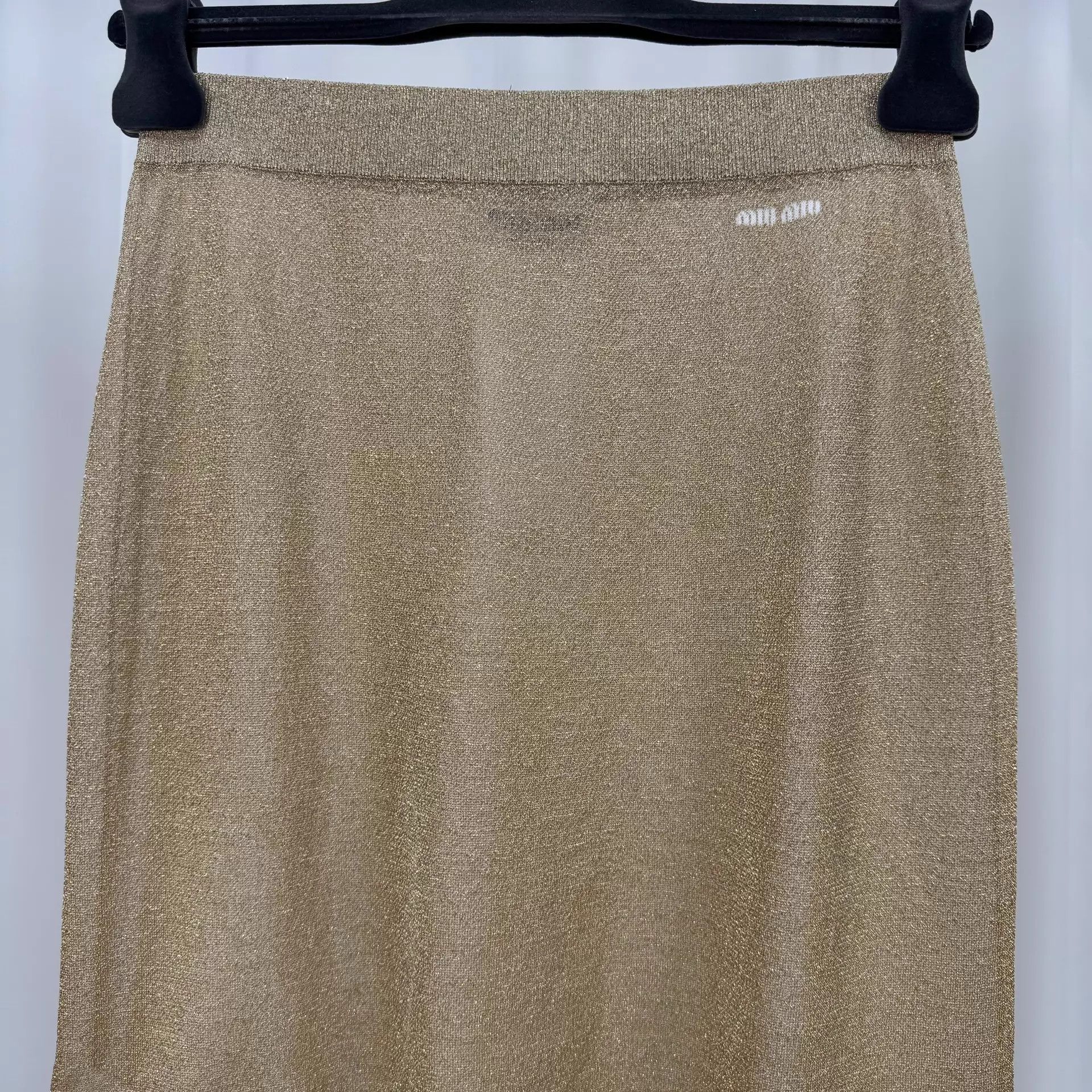 Miu Miu MIU MIU women's Embroidered Logo Gold Thread Skirt 40 99 New Size 27" / US 4 / IT 40 - 3 Thumbnail