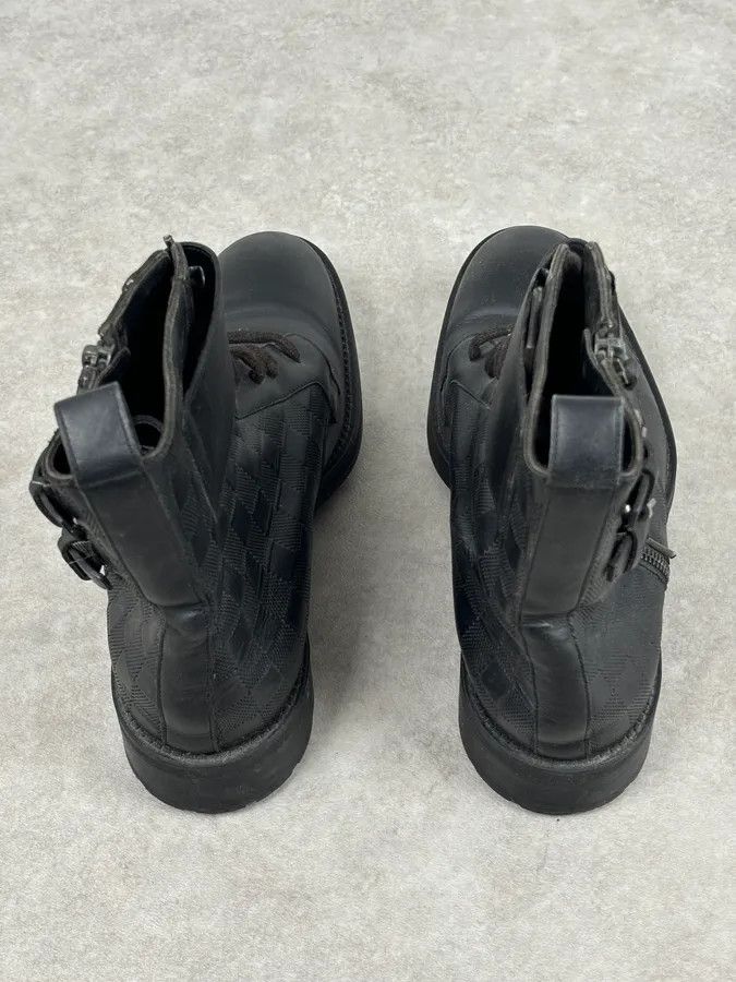 Louis Vuitton Louis Vuitton Black Leather Damier Lace-Up Boots Size US 7 / EU 40 - 9 Thumbnail