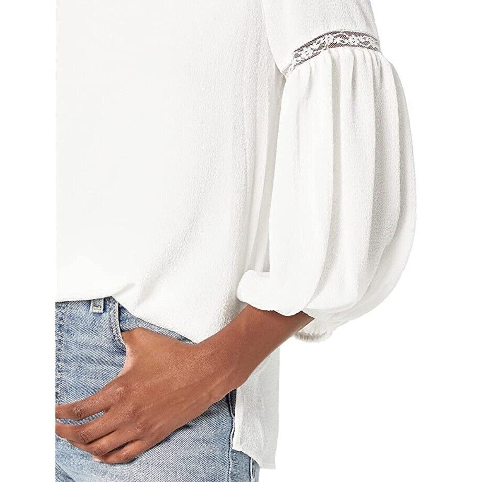 Vince Camuto Vince Camuto Women Ivory Crepe Balloon Sleeve Blouse Size XS Size XS / US 0-2 / IT 36-38 - 3 Thumbnail