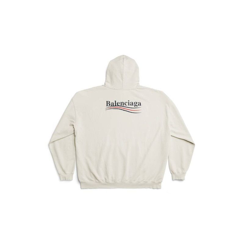Balenciaga o1w1db10126 Political Campaign Hoodie Large Fit in Off White Size S / US 4 / IT 40 - 2 Thumbnail