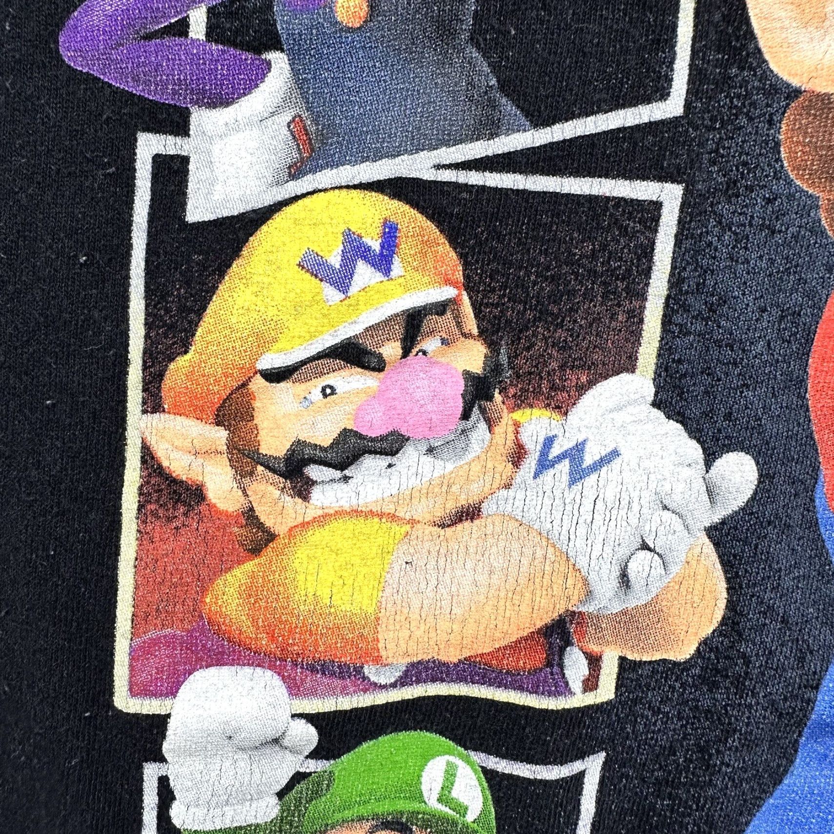 Nintendo Super Mario T-Shirt Black Crew Neck Graphic Print Short Sleeve Boxy Fit Men’s Medium Wario Waluigi Luigi Size US M / EU 48-50 / 2 - 7 Thumbnail