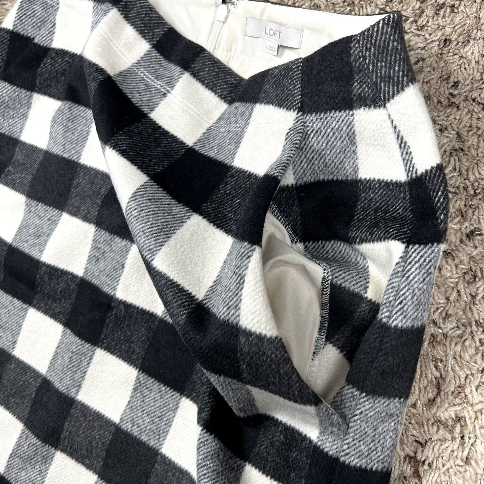 Ann Taylor Ann Taylor Loft Skirt Womens 4 Black White Plaid Lined Slit Pockets A-Line Short Dress Formal Casual Workwear Professional Women Size 27" / US 4 / IT 40 - 5 Thumbnail