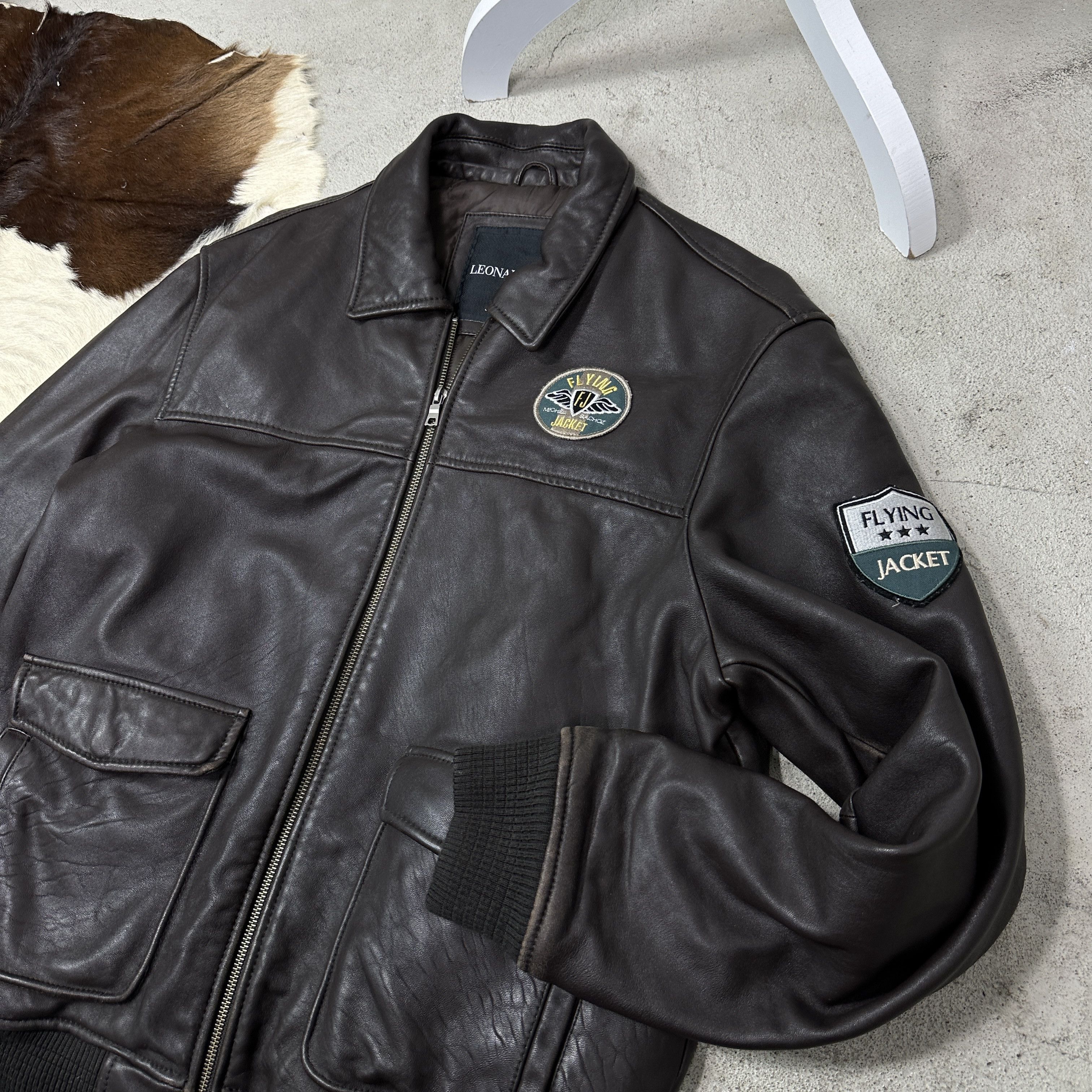 Vintage Vintage Leather Biker Moto Pilot Bomber Jacket 00s Size US L / EU 52-54 / 3 - 3 Thumbnail
