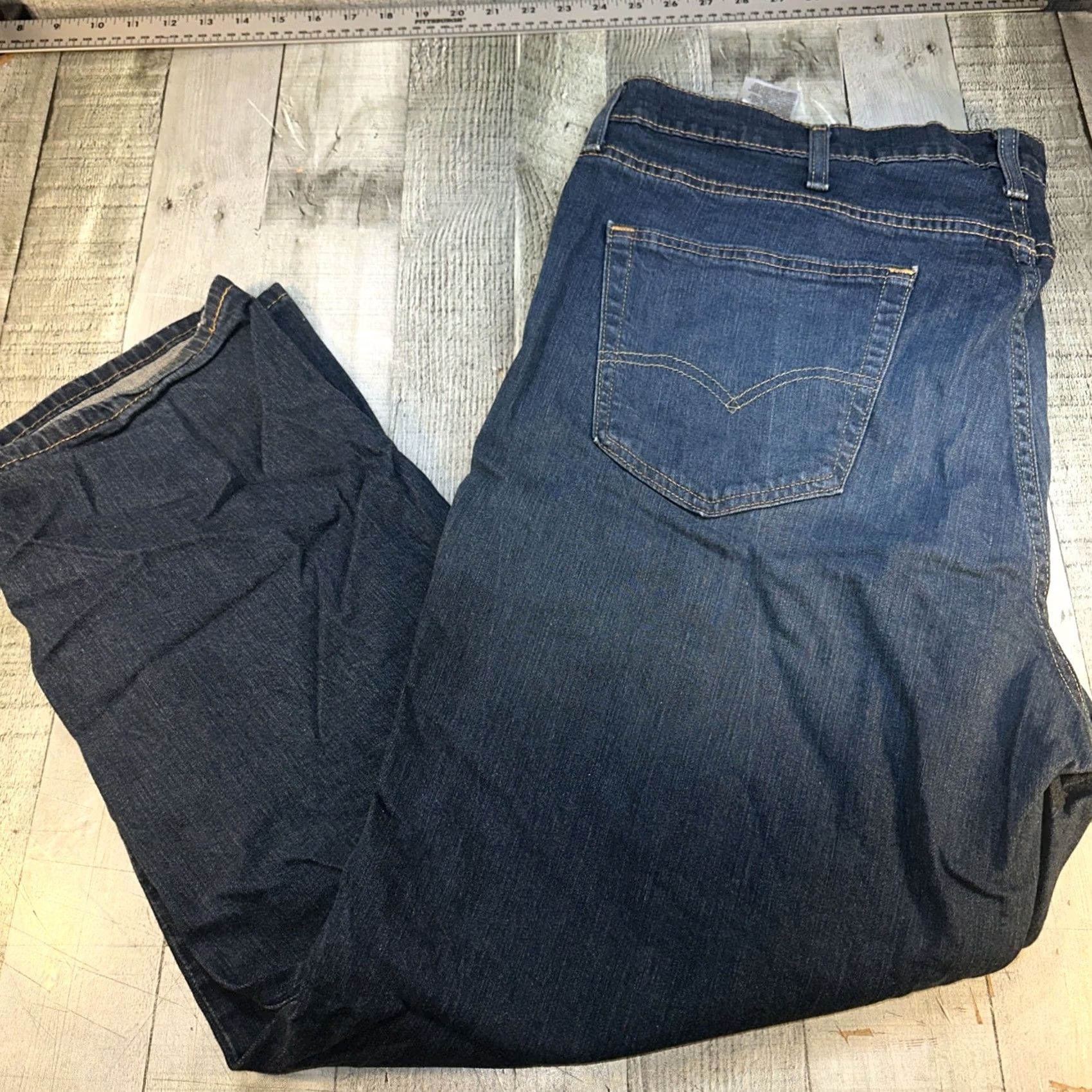 Levi's Levi's 541 Athletic Fit Jeans 42x32 Blue Stretch Denim Relaxed Tapered Mens Size US 42 / EU 58 - 3 Thumbnail