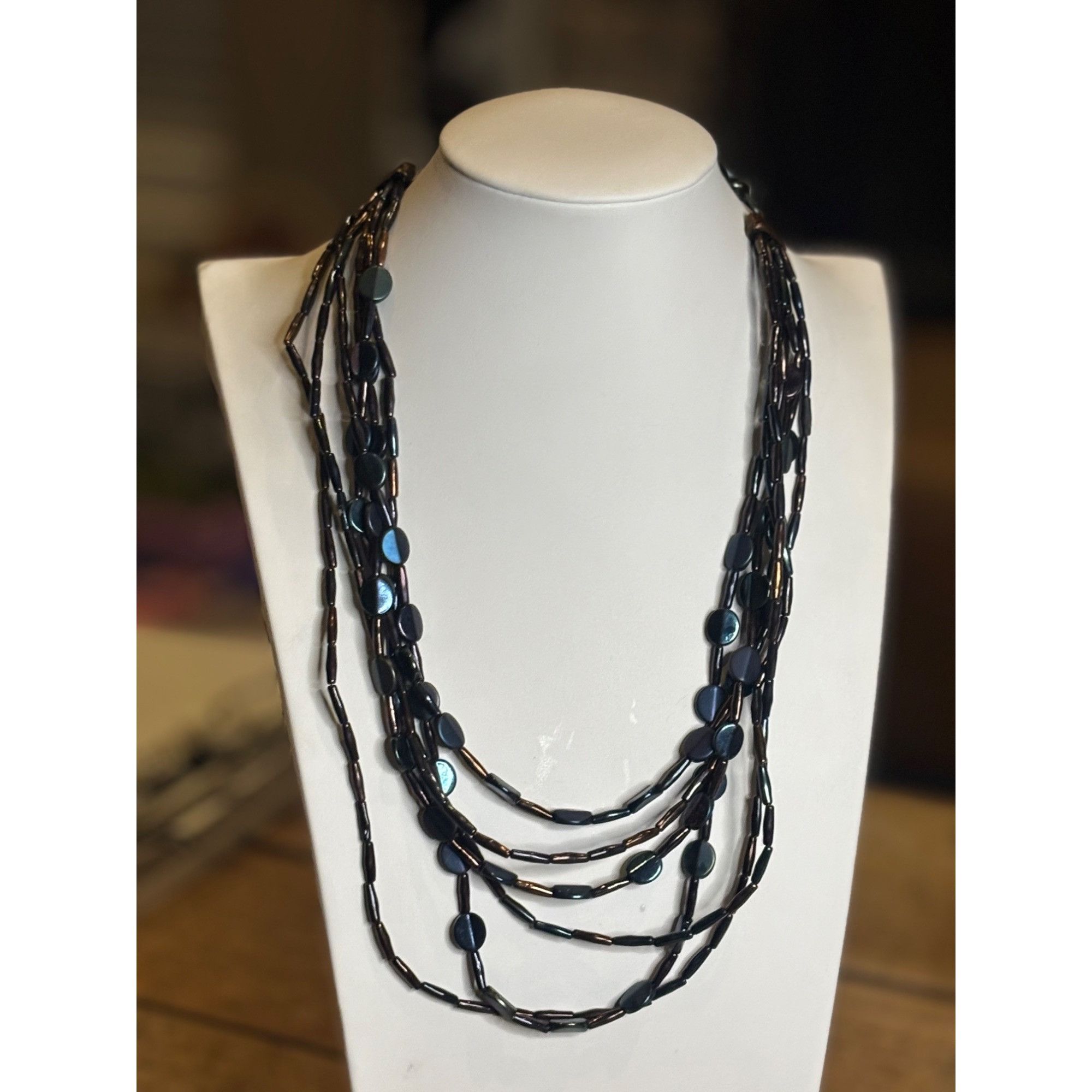 Chicos Chicos Black & Bronze Multi-Strand Beaded Necklace With Adju Size ONE SIZE - 10 Thumbnail