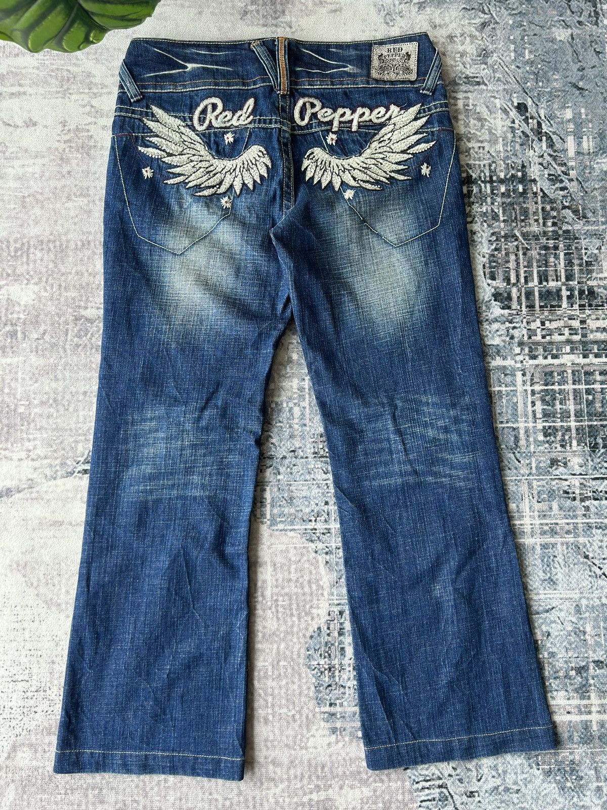 Ed Hardy 🦋 Red Pepper Embroidery Wing Jeans Size 32" / US 10 / IT 46 - 1 Thumbnail