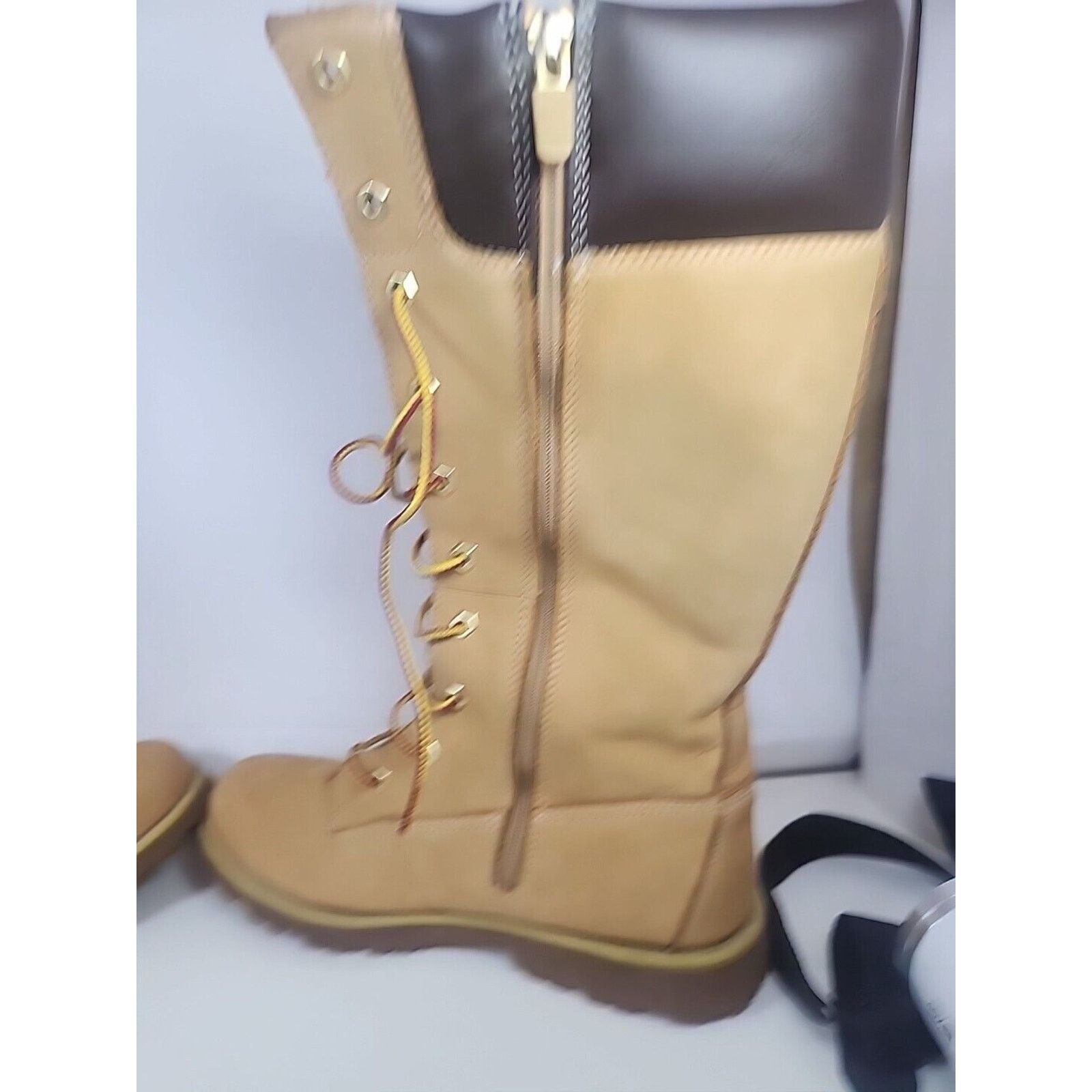 Timberland Timberland Tan Leather 12" Lace Up Riding Boot Woman Size 7 Size US 7 / IT 37 - 3 Thumbnail