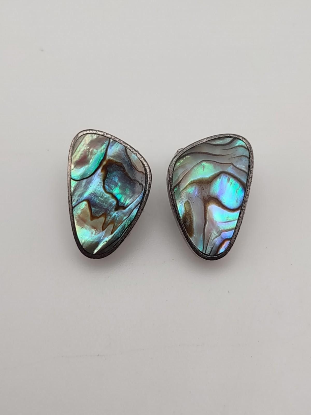 The Unbranded Brand Sterling Silver 925 Abalone Shell Clip Earrings Size ONE SIZE - 1 Thumbnail