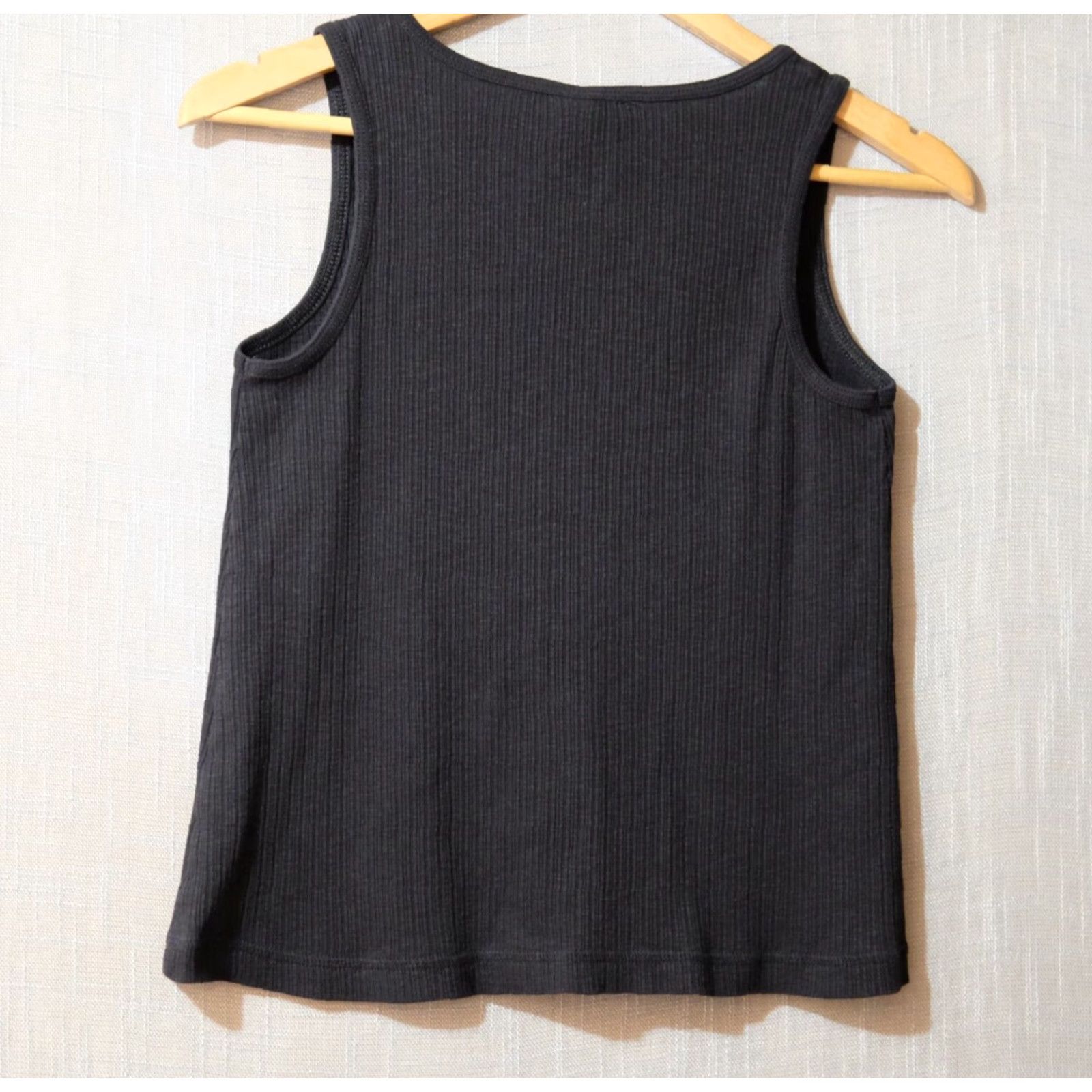 Old Navy EUC Old Navy Tank Top Lace Up Neck Black Ribbed Stretch Women's S Tank Shirt Slim Regular Size S Camisole? Size S / US 4 / IT 40 - 4 Thumbnail