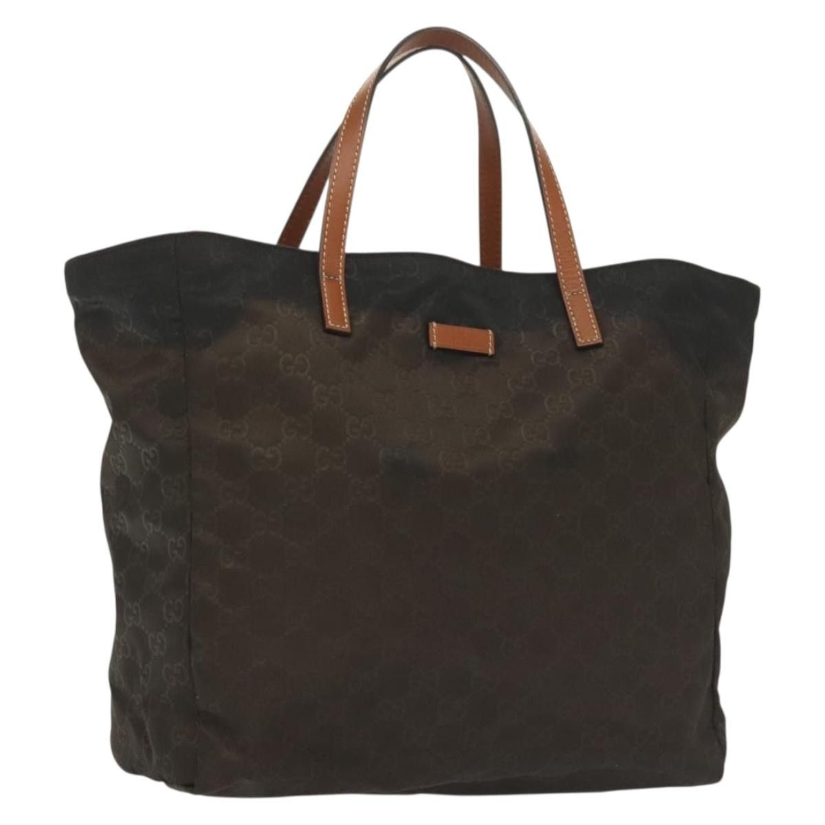 GUCCI GG Canvas Tote Bag Nylon Brown