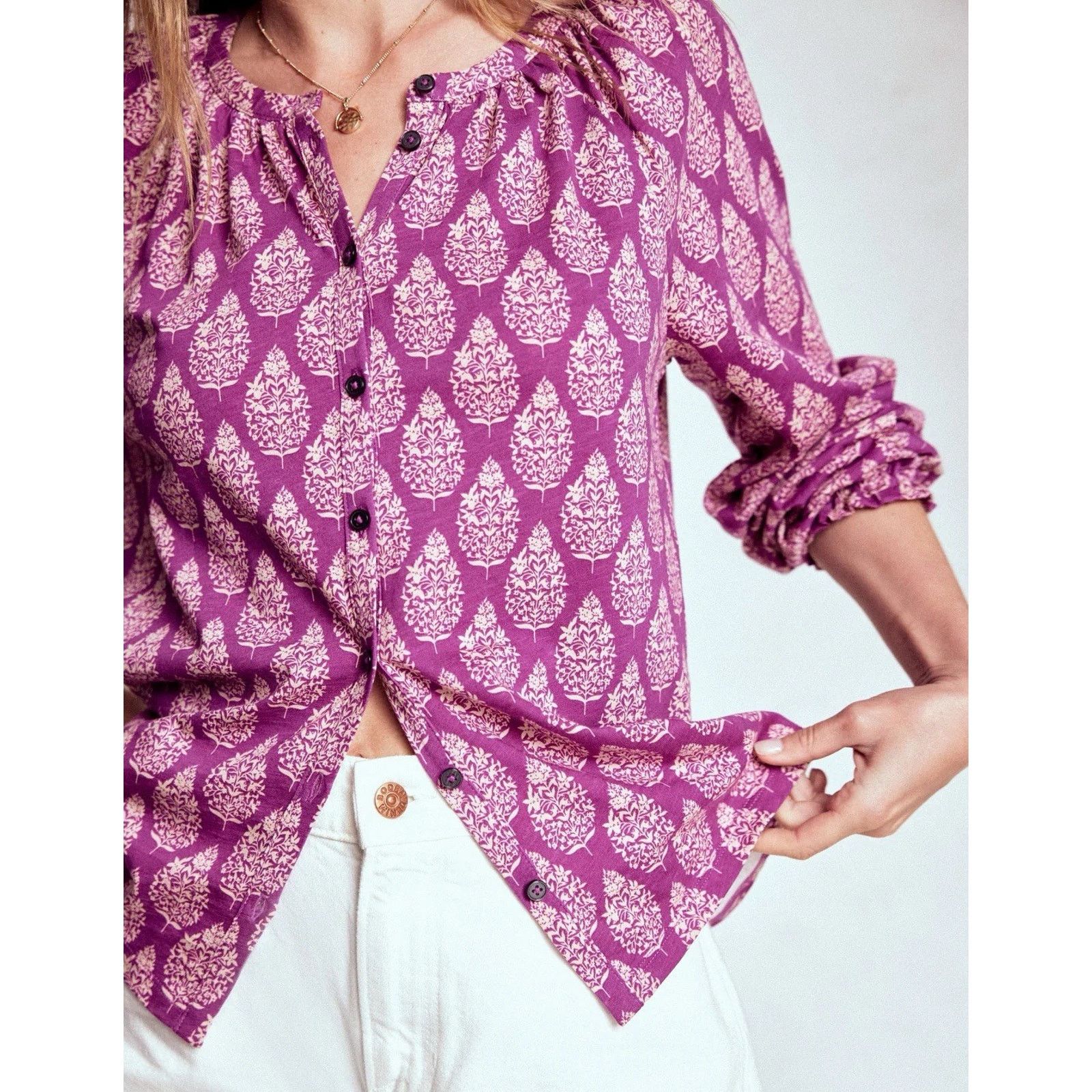 Boden Boden Isla Long Sleeve Jersey Shirt Womens Top Size 0 Size XS / US 0-2 / IT 36-38 - 2 Thumbnail