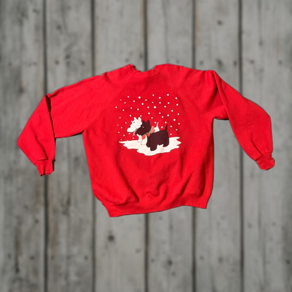 Tultex VINTAGE 90s Tultex Scottie Dog Crewneck Sweatshirt XL Red Mens Size US XL / EU 56 / 4 - 1 Thumbnail