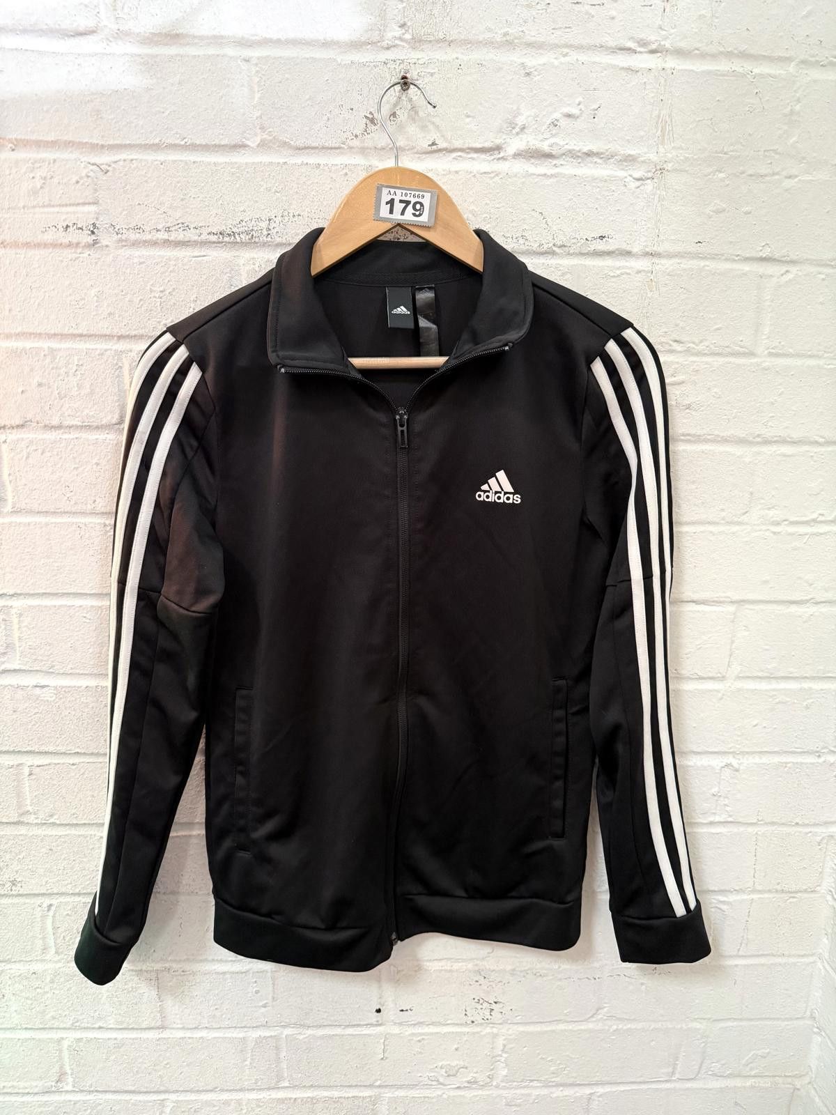 Adidas Adidas Black Track Jacket with White Stripes Size S / US 4 / IT 40 - 1 Thumbnail