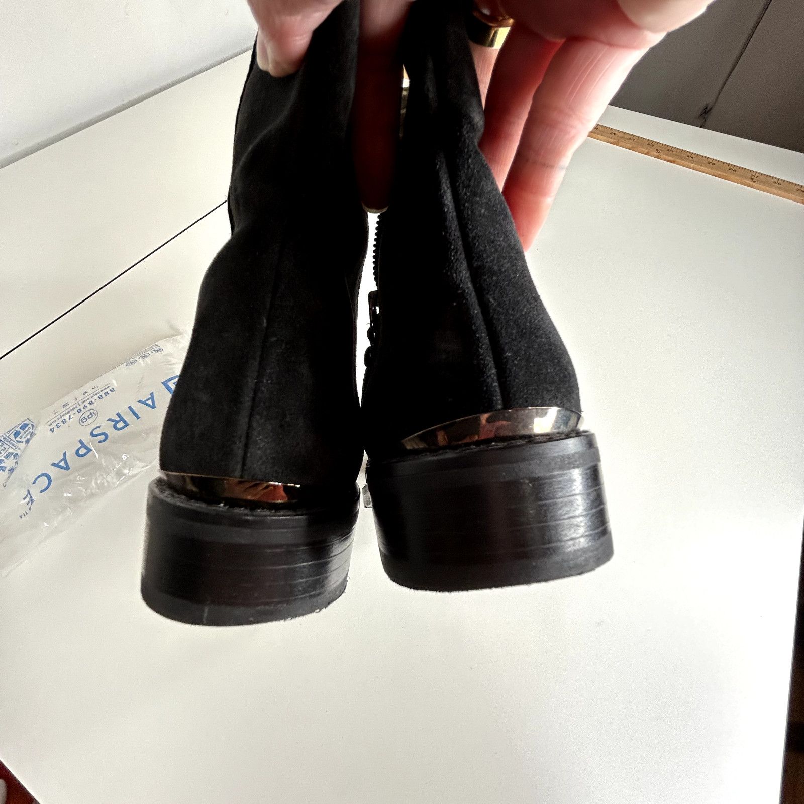 Stuart Weitzman Stuart Weitzman Black Suede Mid-Calf Round Toe Booties 4 Size US 4 / IT 34 - 14 Thumbnail