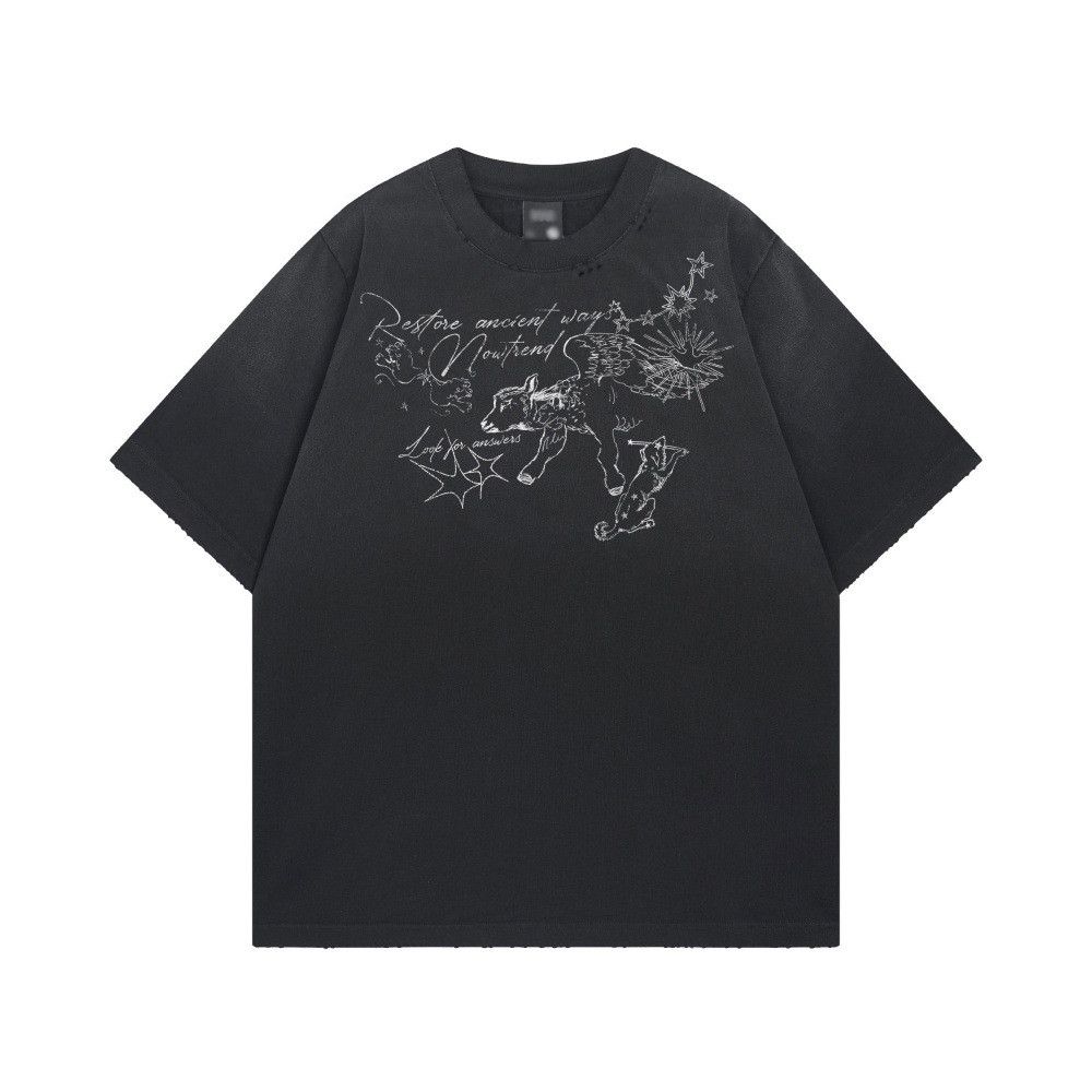 Japanese Brand Men's Loose Casual Hip Hop Animal Graffiti Print T-shirt Size US M / EU 48-50 / 2 - 1 Thumbnail