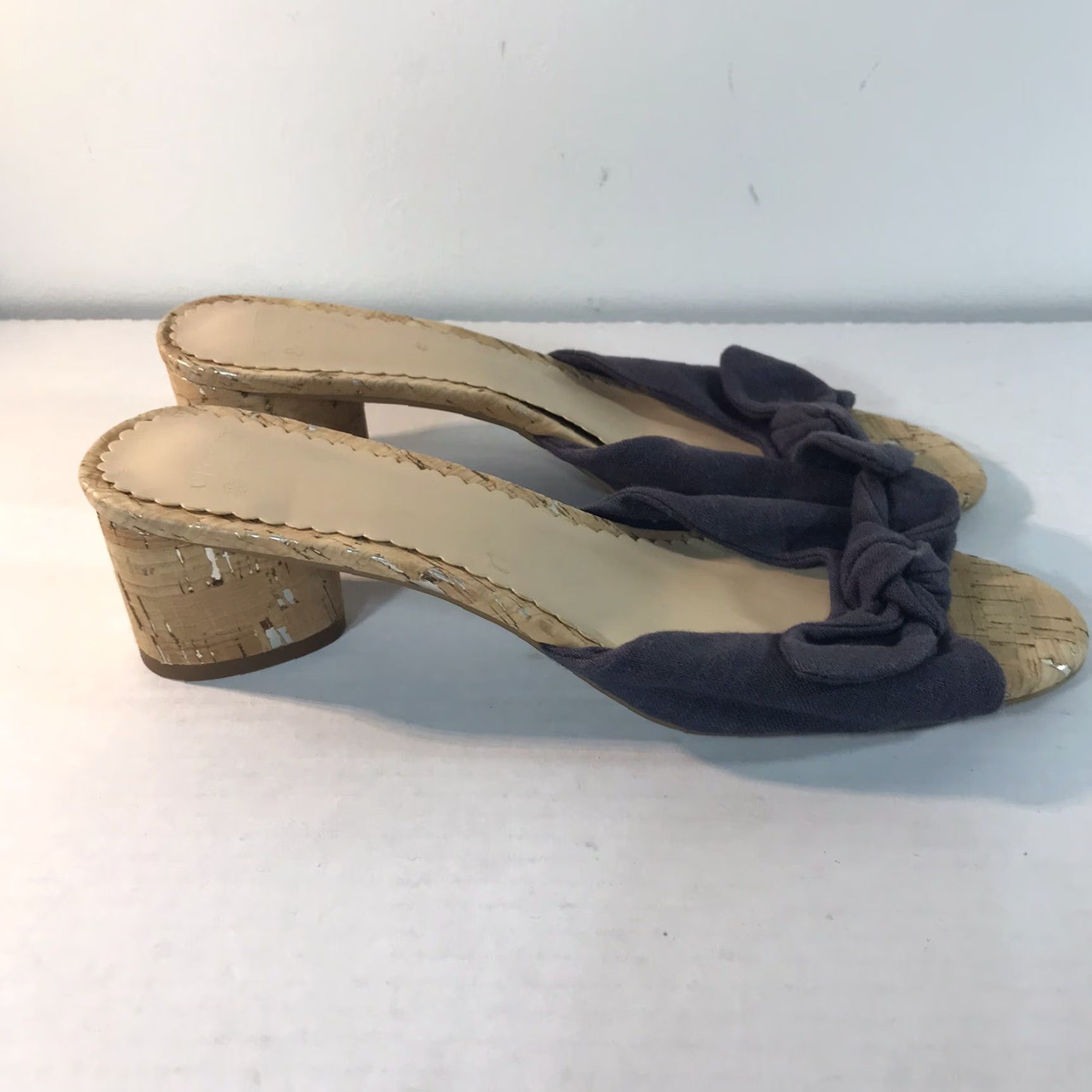 Vintage Crown & Ivy Navy Bow Slides Womens Size 9.5 2in Block Heel Casual Sandals Size US 10 / IT 40 - 3 Thumbnail