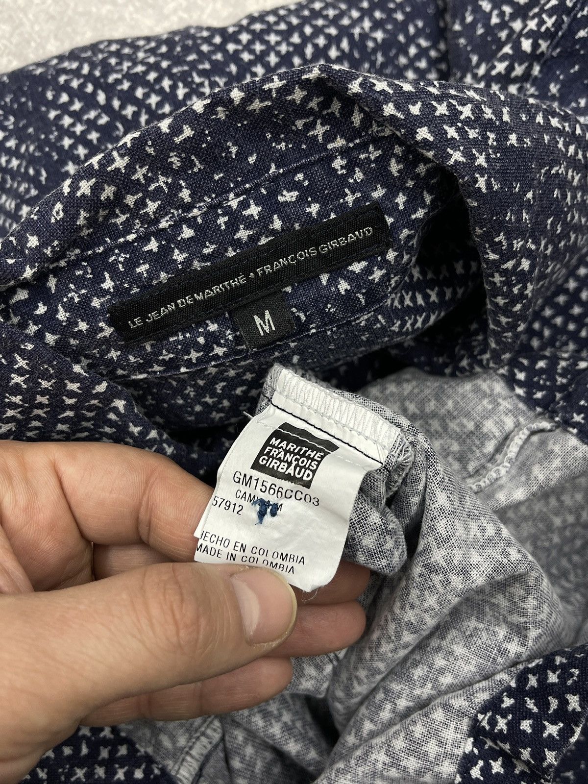 Marithe + Francois Girbaud Vintage Marithe Francois Girbaud Allover Print Logo Shirt Navy Size US M / EU 48-50 / 2 - 7 Thumbnail